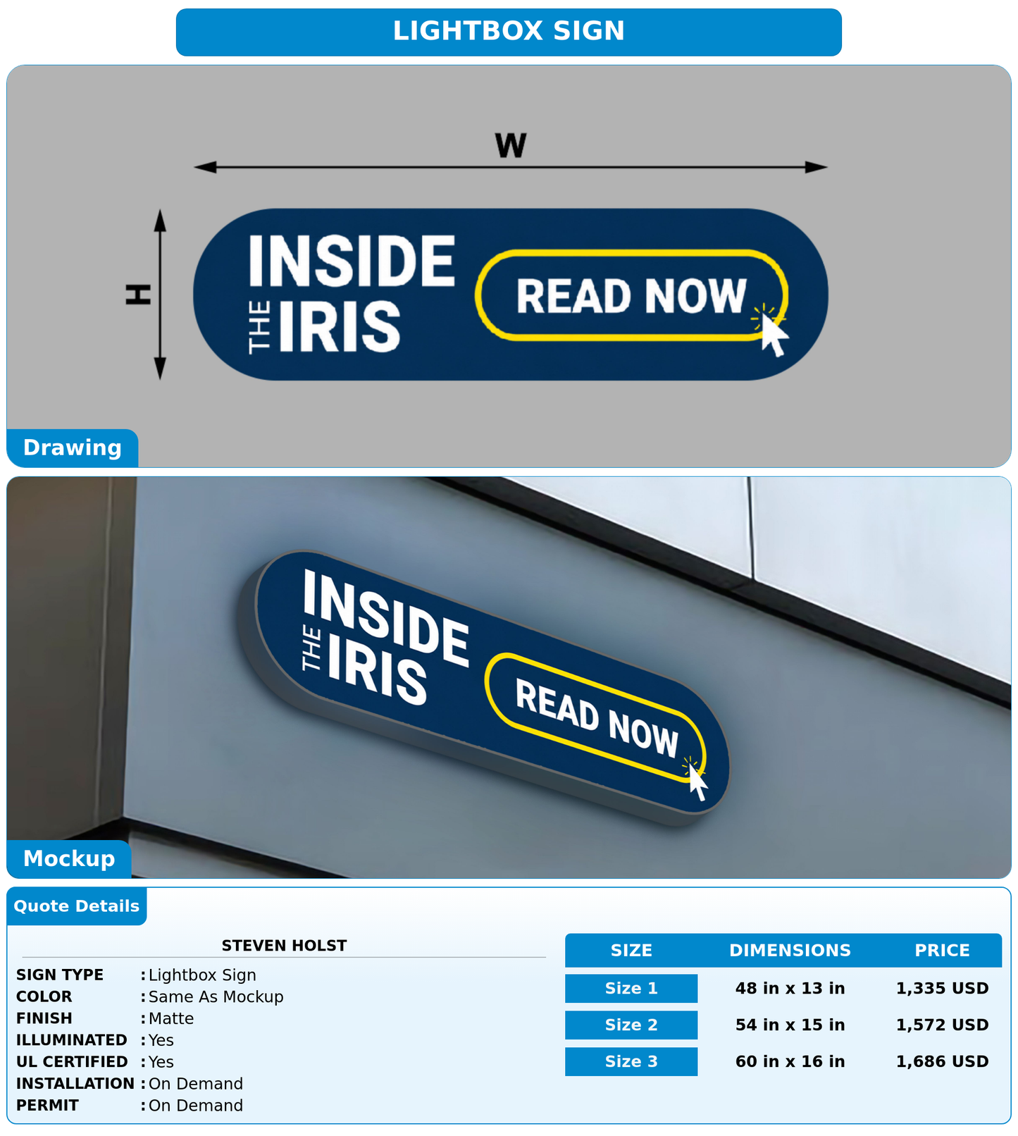 CUSTOM MOCKUP SIGN FOR STEVEN HOLST