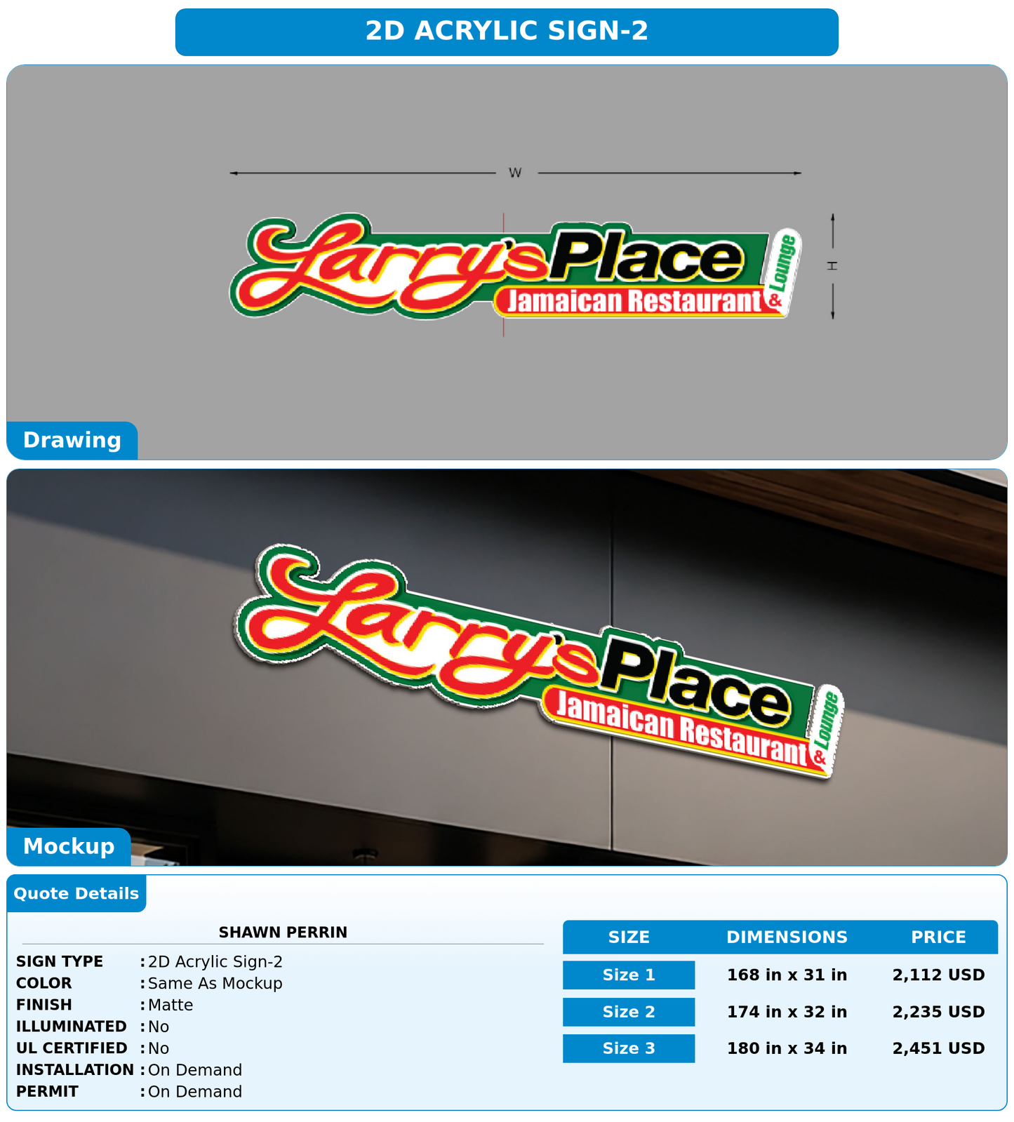 CUSTOM MOCKUP SIGN FOR SHAWN PERRIN