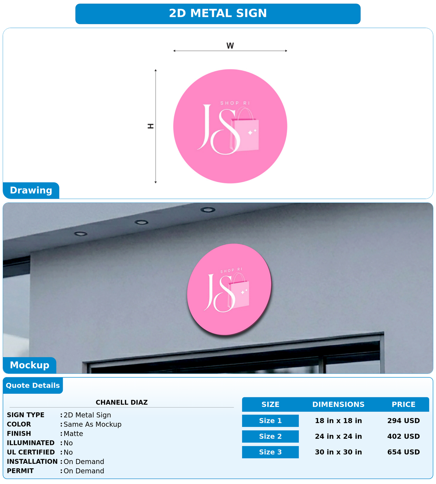 CUSTOM MOCKUP SIGN FOR Chanell Diaz