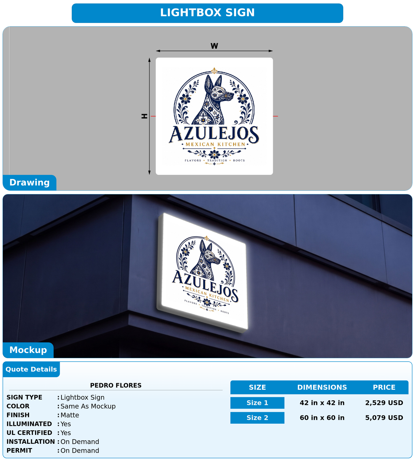 CUSTOM MOCKUP SIGN FOR Pedro Flores