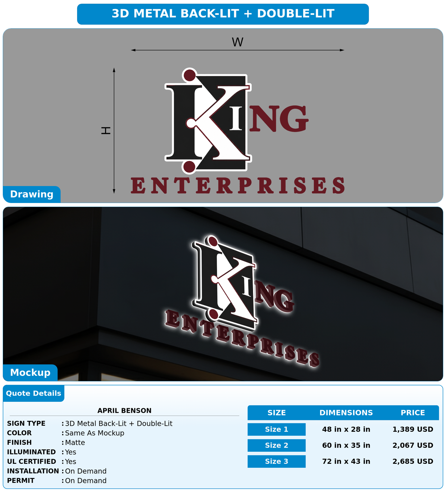 CUSTOM MOCKUP SIGN FOR April Benson