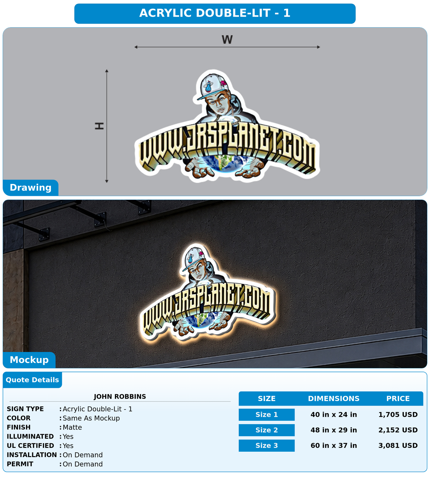 CUSTOM MOCKUP SIGN FOR John Robbins