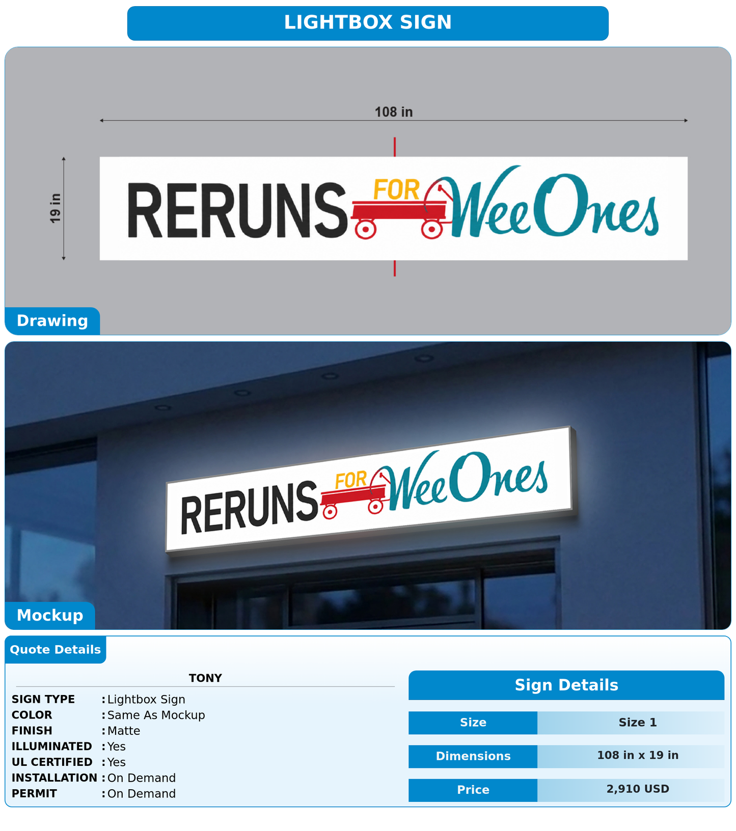 CUSTOM MOCKUP SIGN FOR Tony
