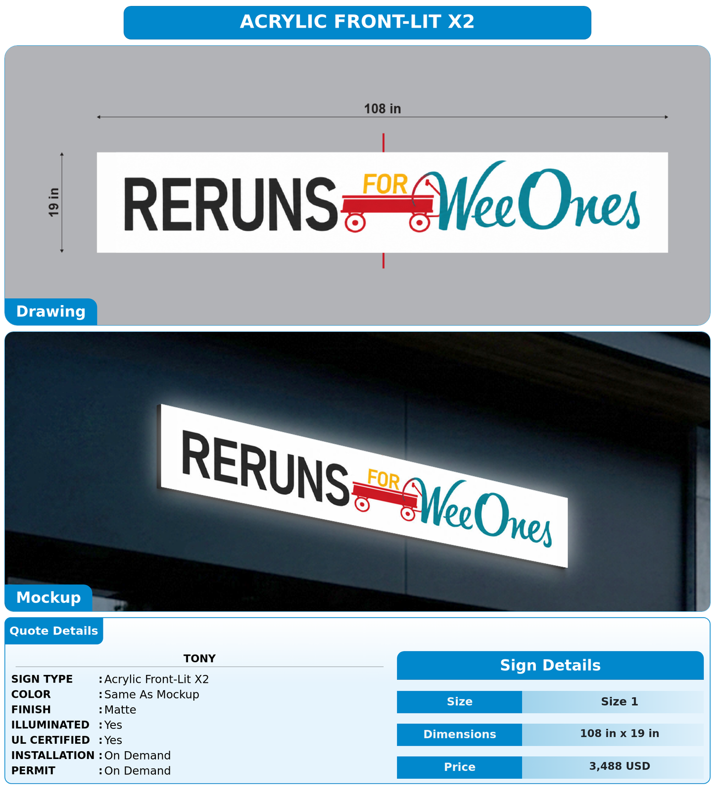 CUSTOM MOCKUP SIGN FOR Tony