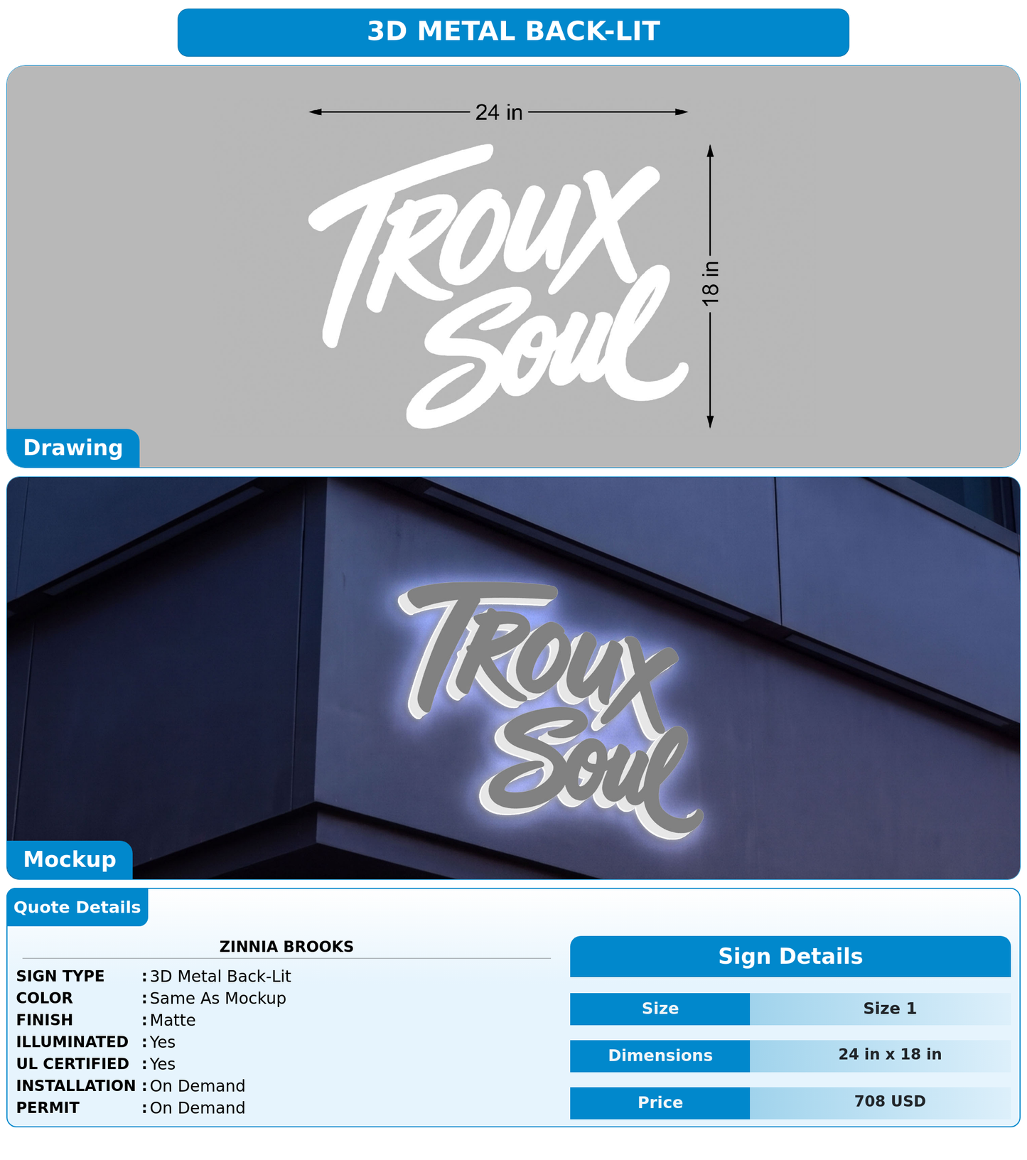 CUSTOM MOCKUP SIGN FOR Zinnia Brooks