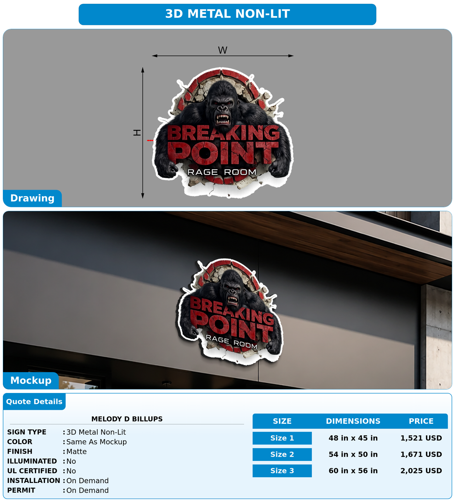 CUSTOM MOCKUP SIGN FOR MELODY D BILLUPS