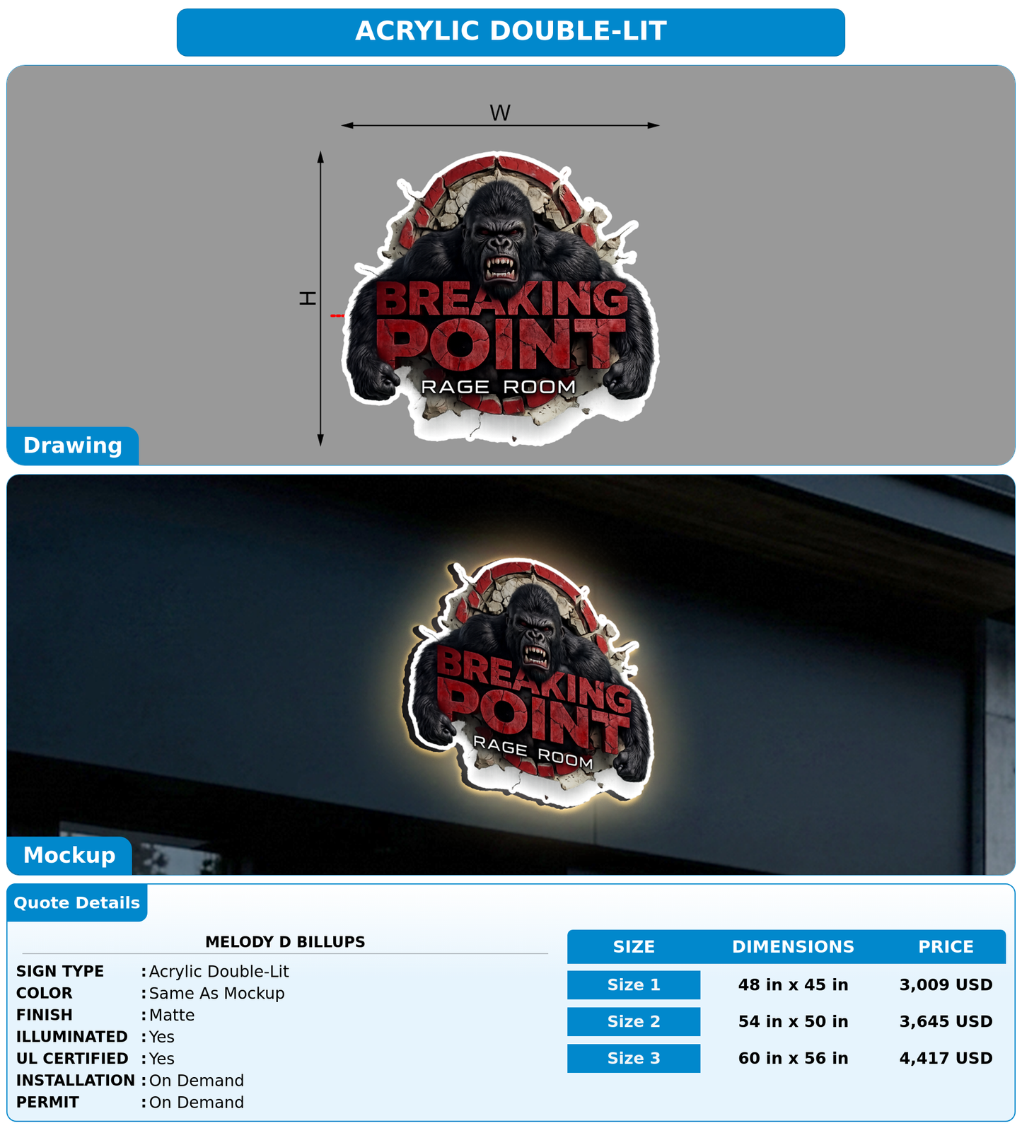 CUSTOM MOCKUP SIGN FOR MELODY D BILLUPS