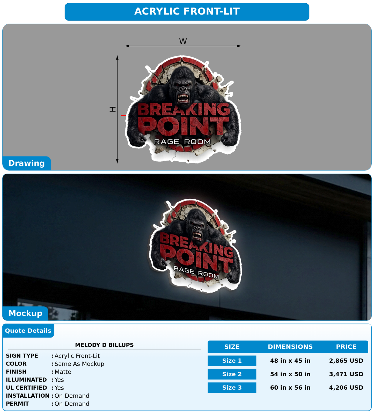 CUSTOM MOCKUP SIGN FOR MELODY D BILLUPS