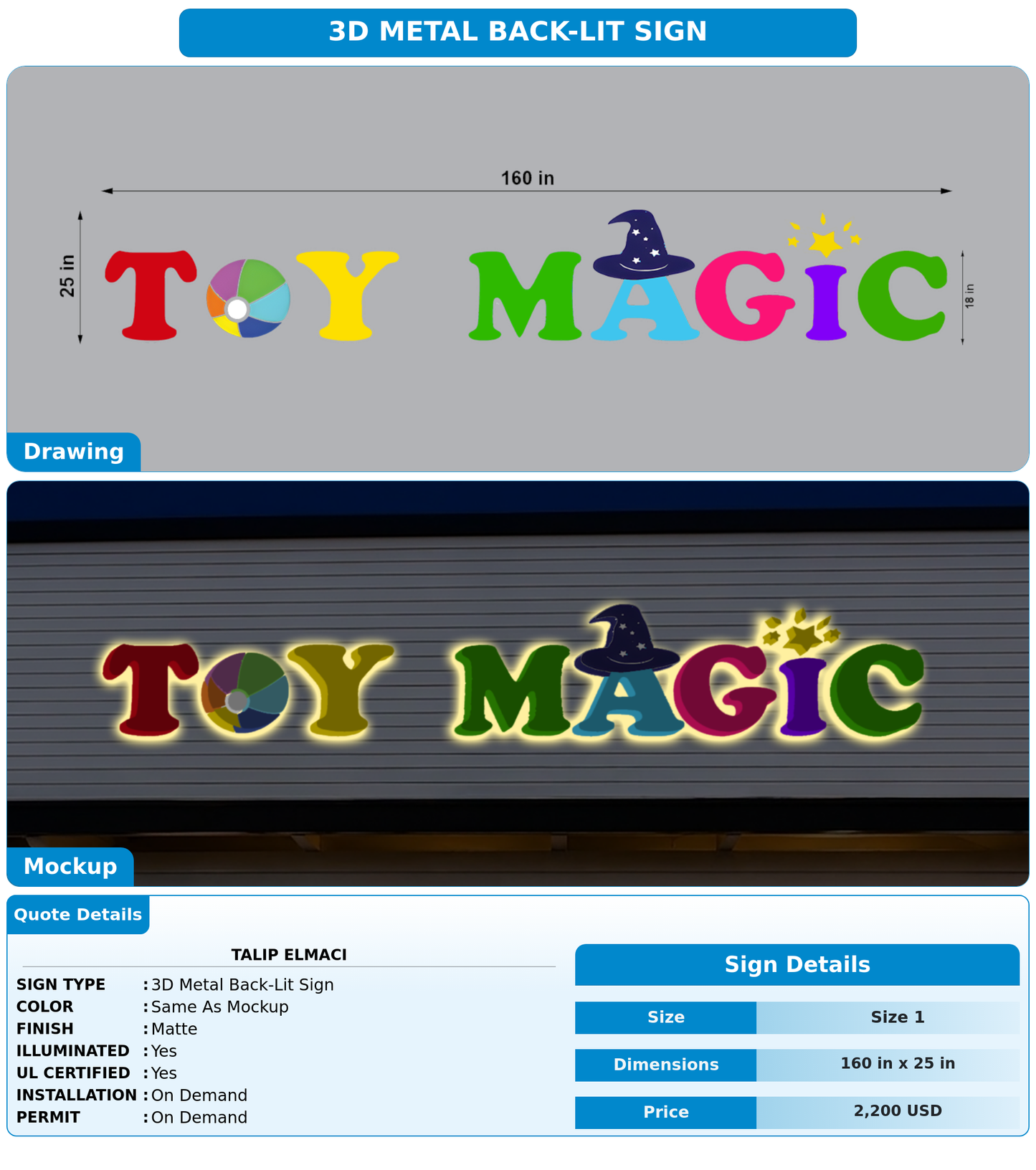 CUSTOM MOCKUP SIGN FOR Talip Elmaci