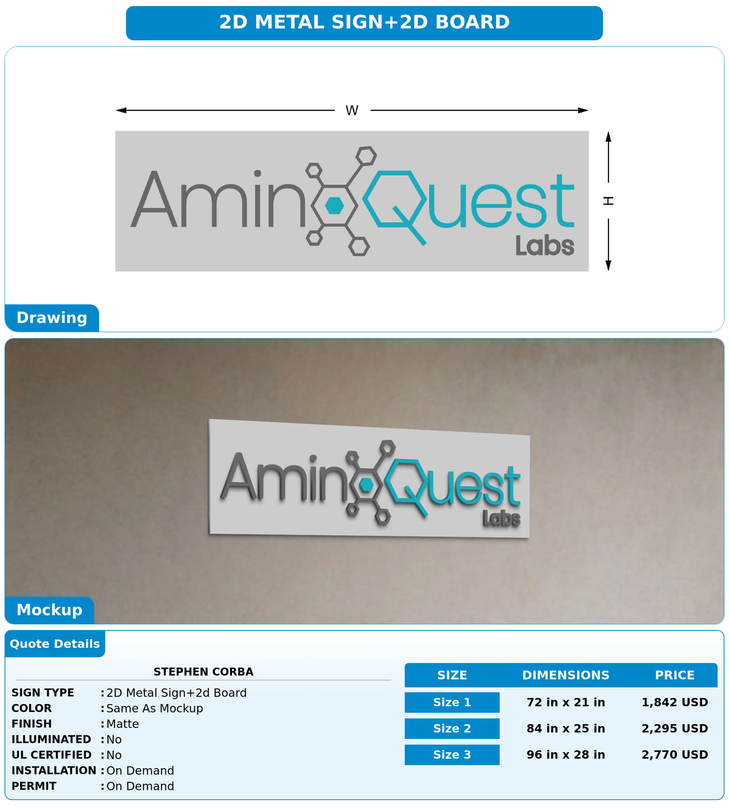 CUSTOM MOCKUP SIGN FOR Stephen Corba