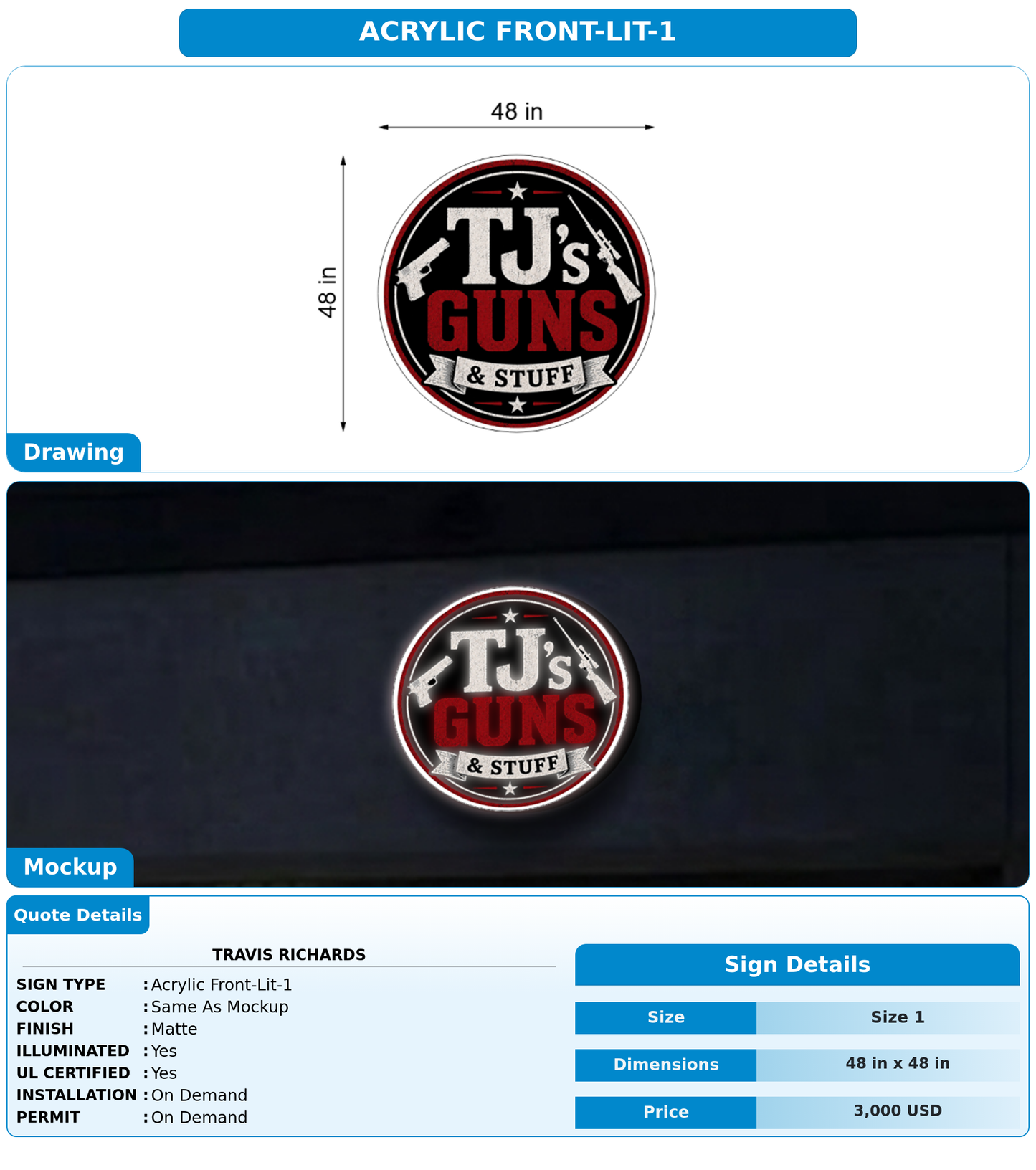 CUSTOM MOCKUP SIGN FOR Travis Richards