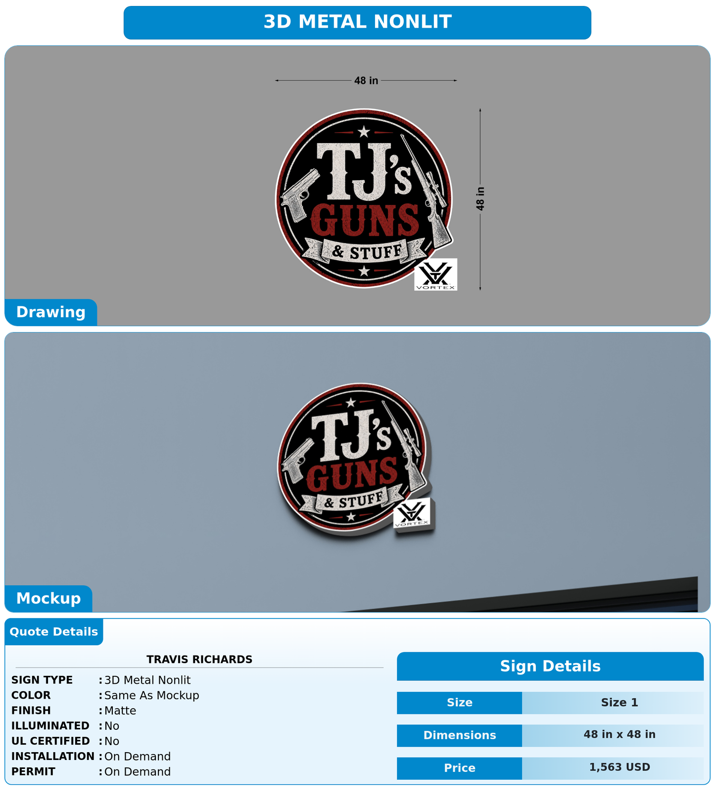 CUSTOM MOCKUP SIGN FOR Travis Richards