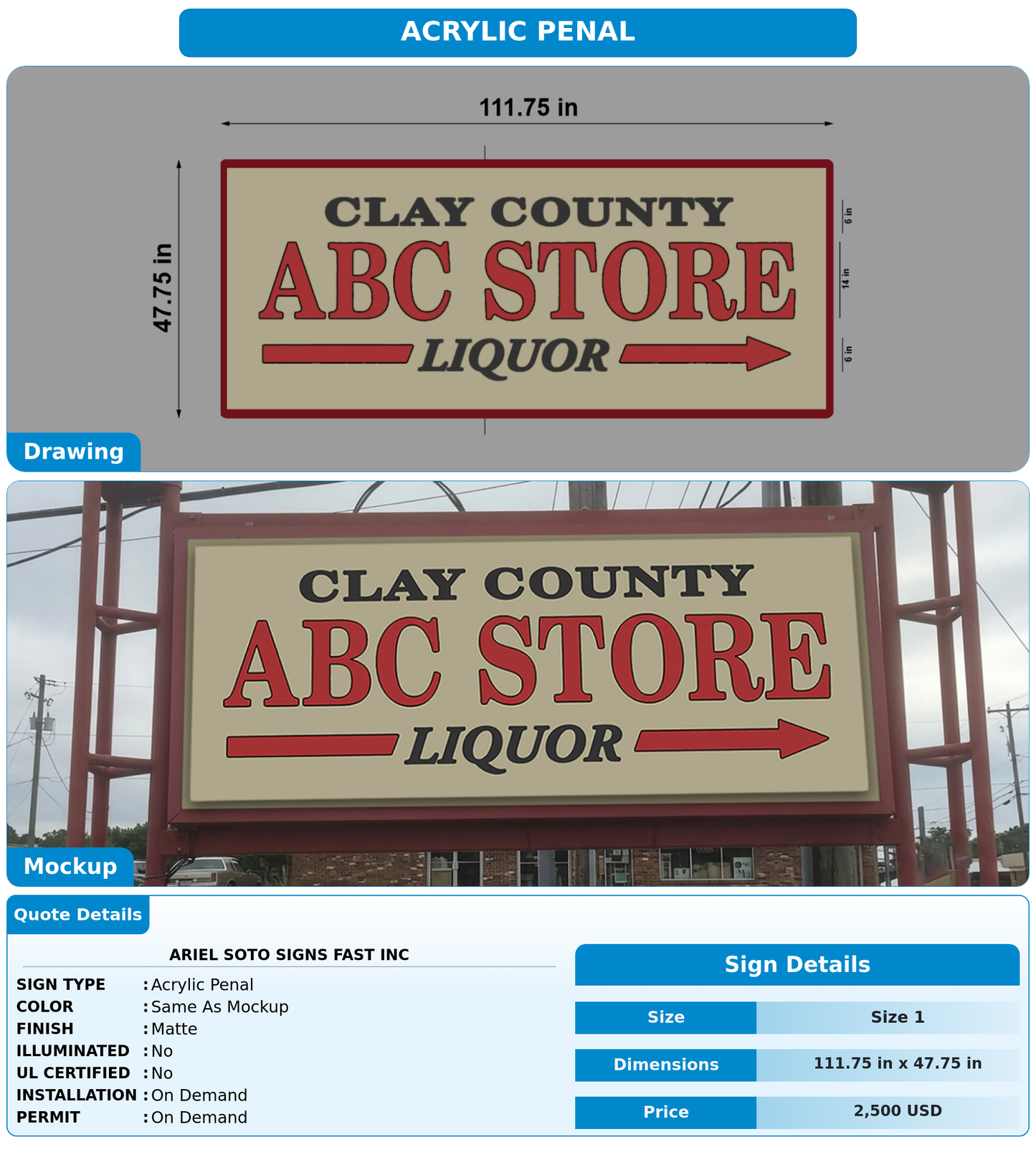 CUSTOM MOCKUP SIGN FOR ARIEL SOTO SIGNS FAST INC