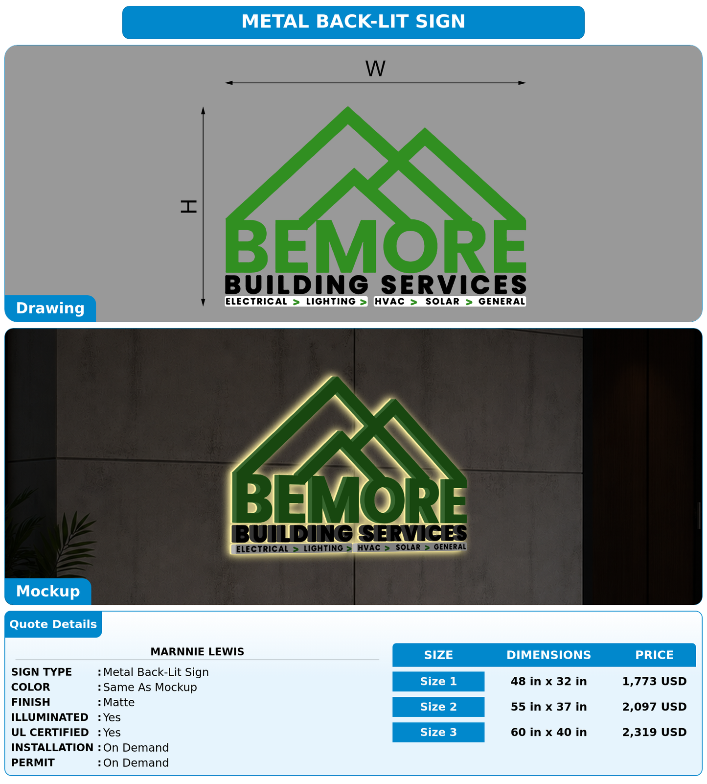 CUSTOM MOCKUP SIGN FOR Marnnie Lewis