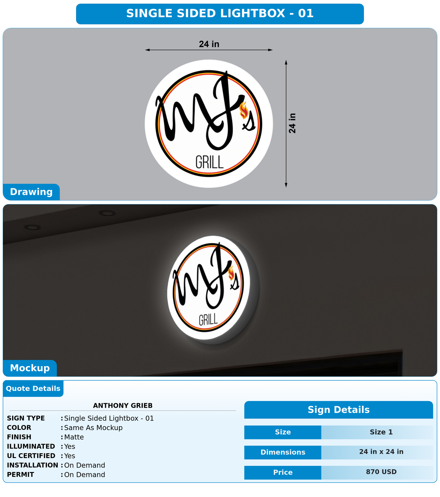 CUSTOM MOCKUP SIGN FOR Anthony Grieb