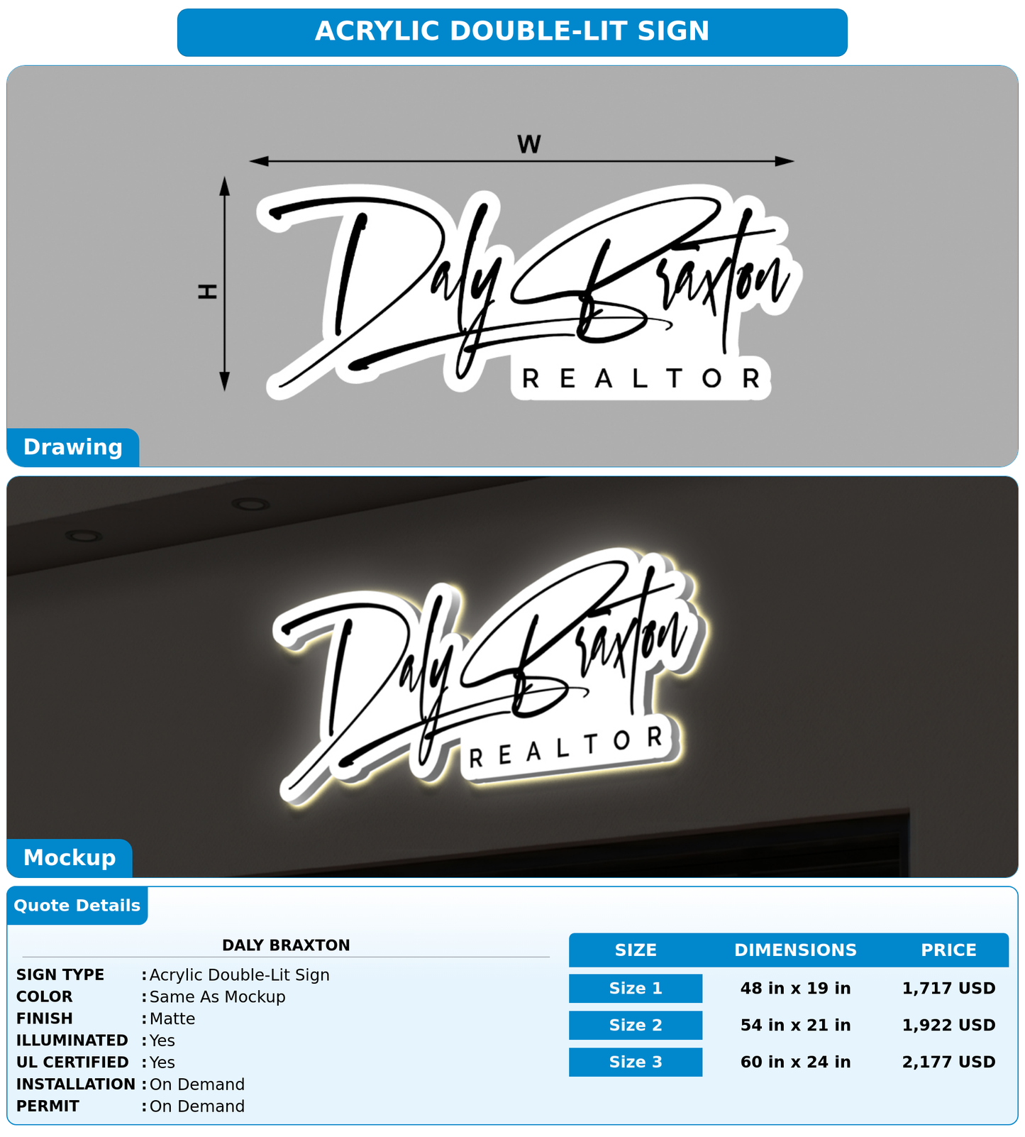 CUSTOM MOCKUP SIGN FOR Daly Braxton