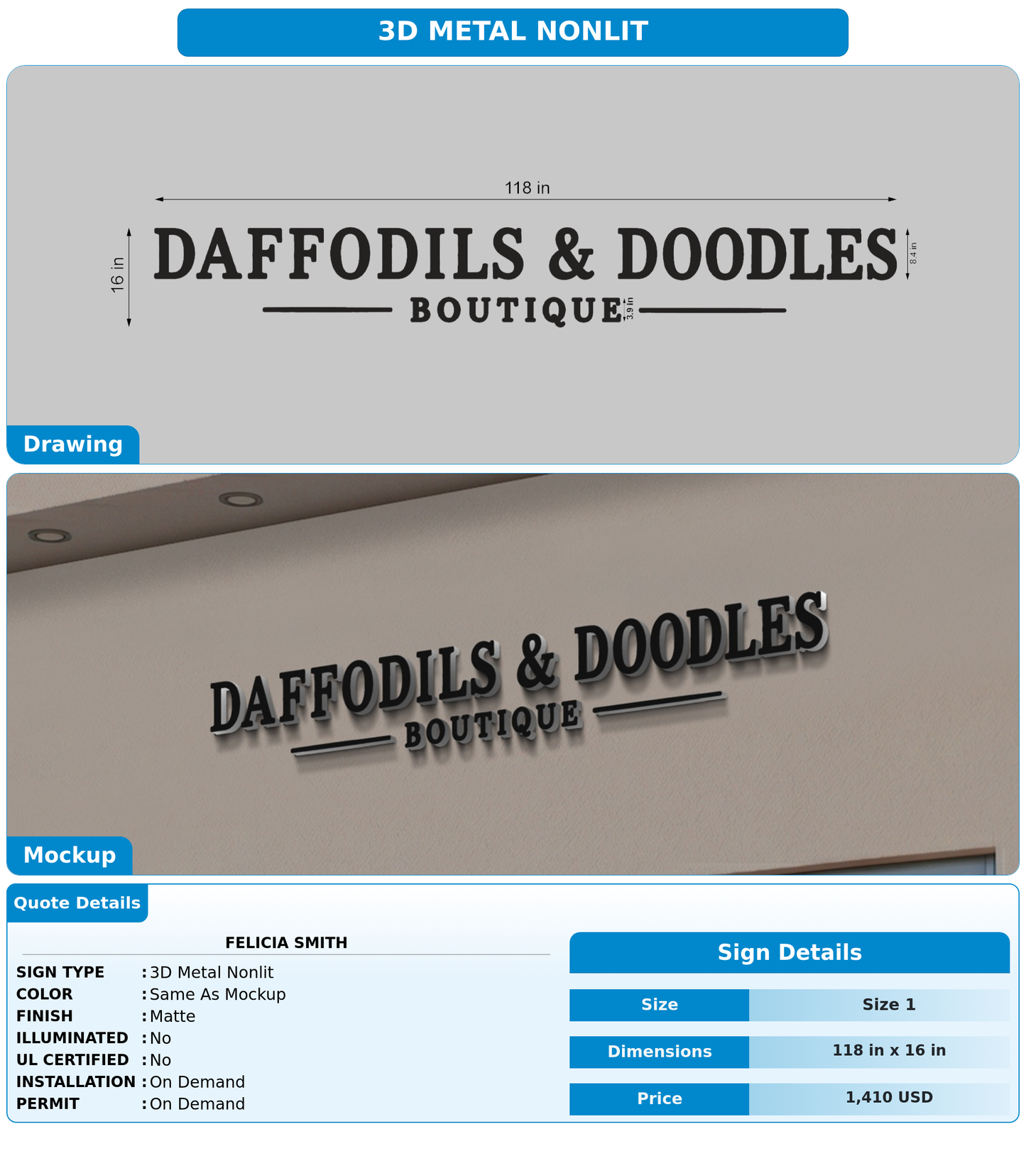 CUSTOM MOCKUP SIGN FOR Felicia Smith