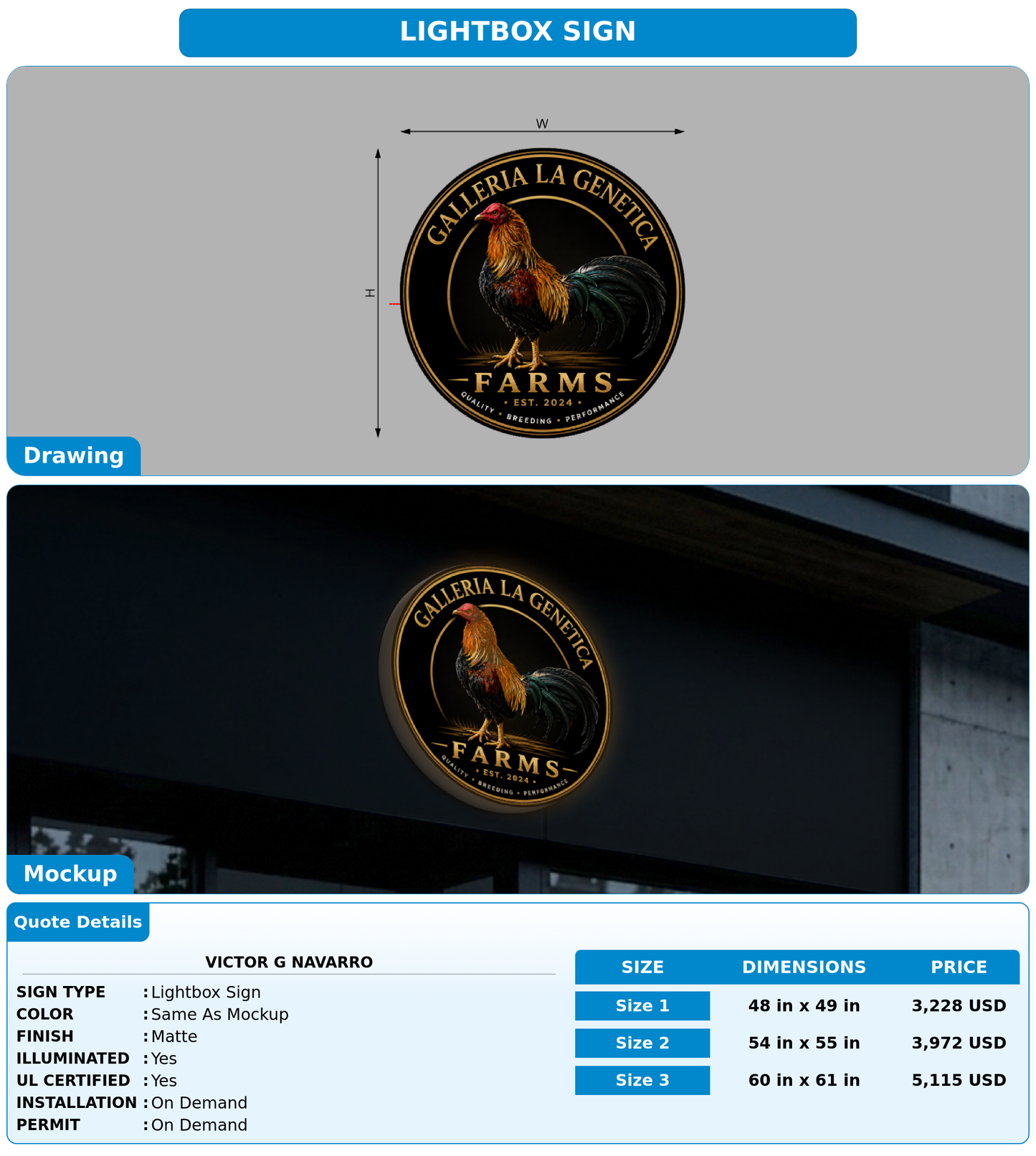 CUSTOM MOCKUP SIGN FOR VICTOR G NAVARRO