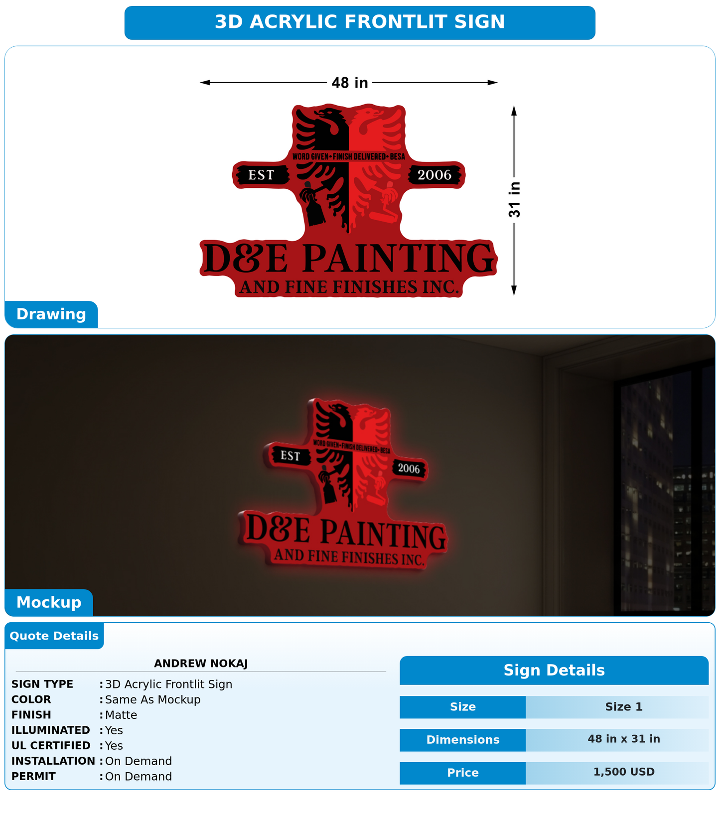 CUSTOM MOCKUP SIGN FOR Andrew Nokaj