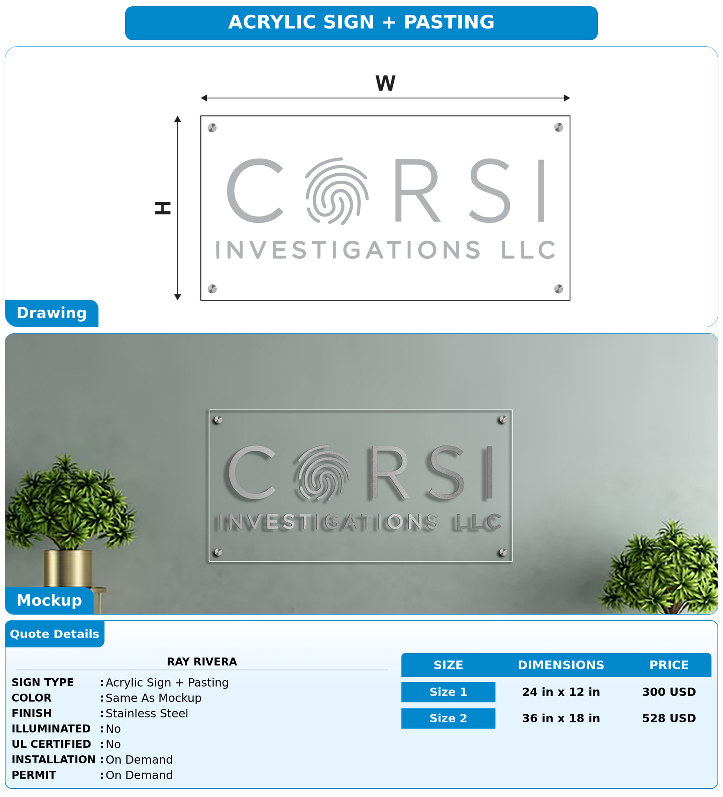 CUSTOM MOCKUP SIGN FOR Ray Rivera