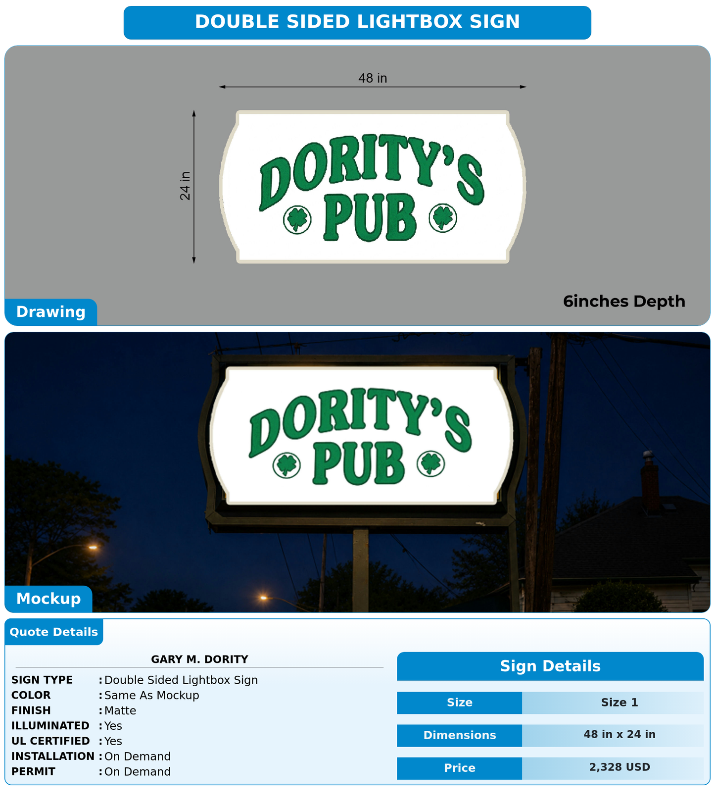 CUSTOM MOCKUP SIGN FOR Gary M. Dority