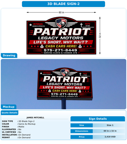 CUSTOM MOCKUP SIGN FOR James Mitchell