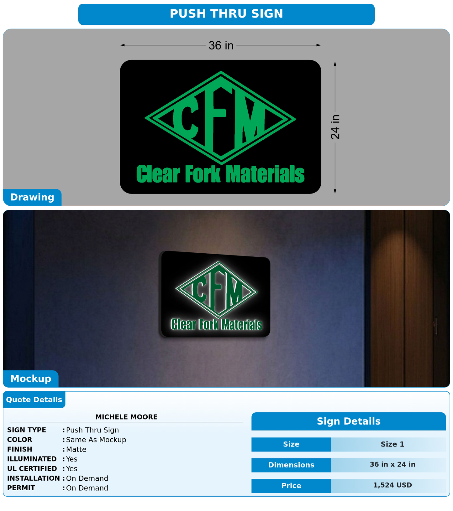 CUSTOM MOCKUP SIGN FOR Michele Moore
