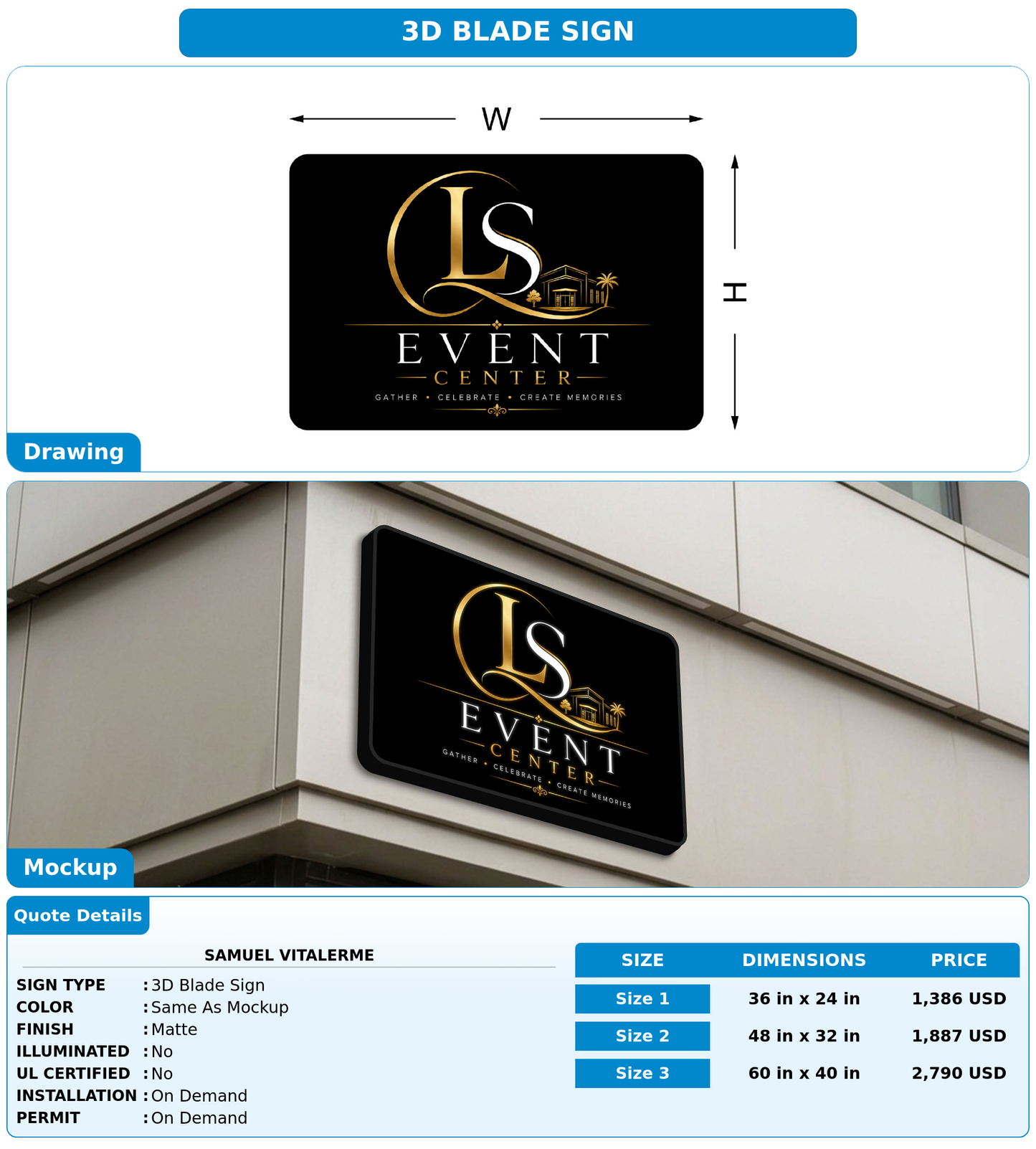 CUSTOM MOCKUP SIGN FOR Samuel Vitalerme