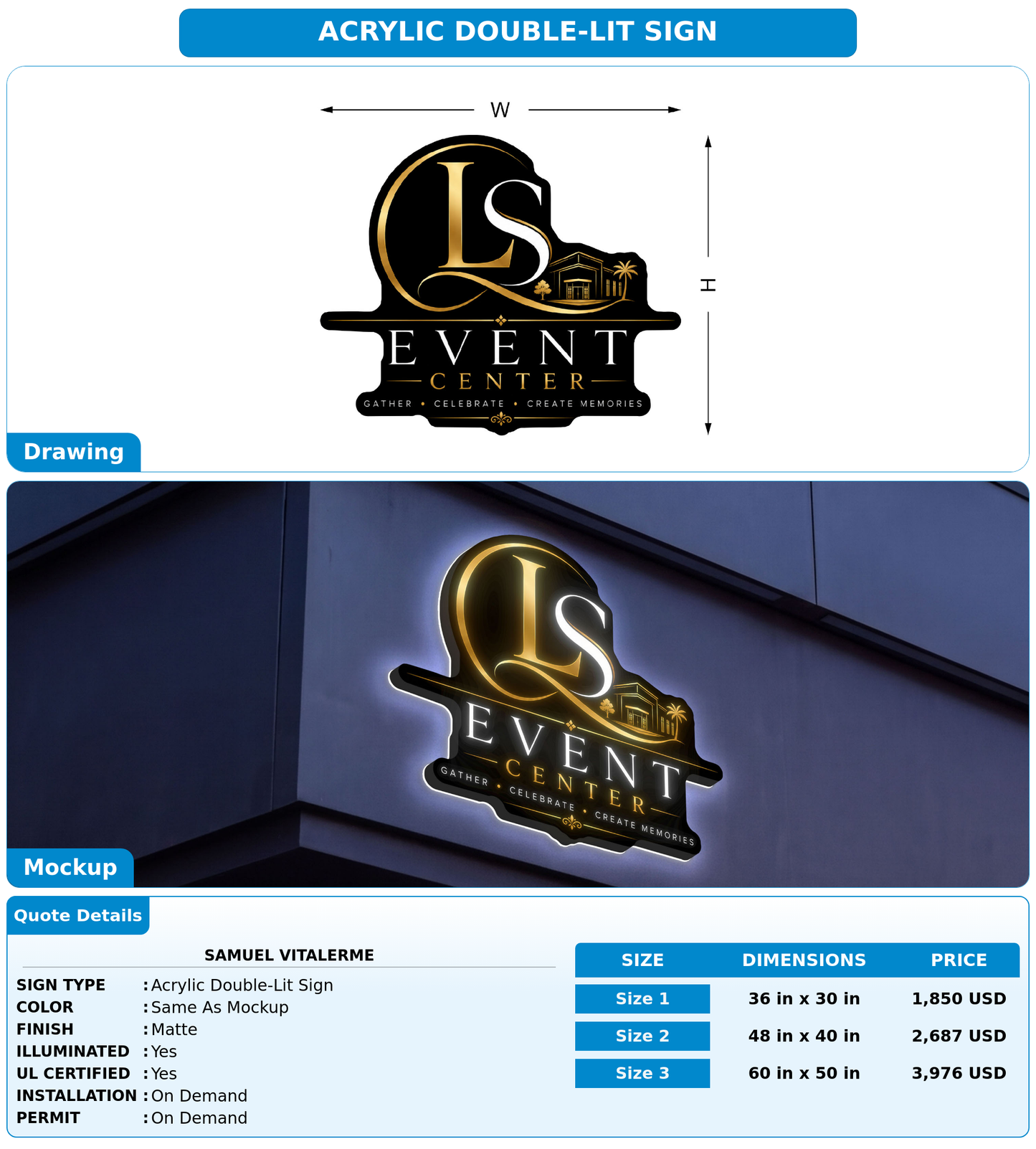 CUSTOM MOCKUP SIGN FOR Samuel Vitalerme