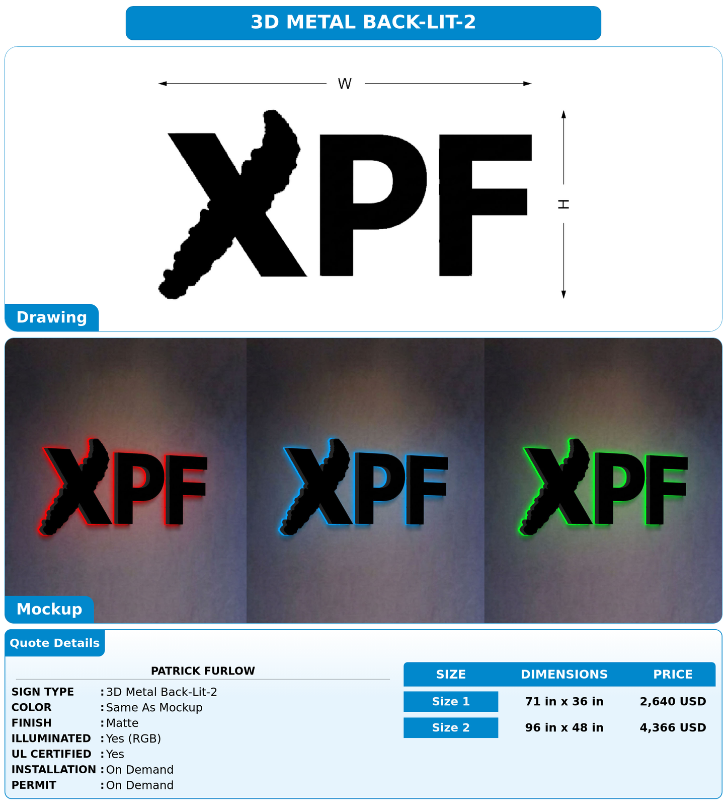 CUSTOM MOCKUP SIGN FOR Patrick Furlow