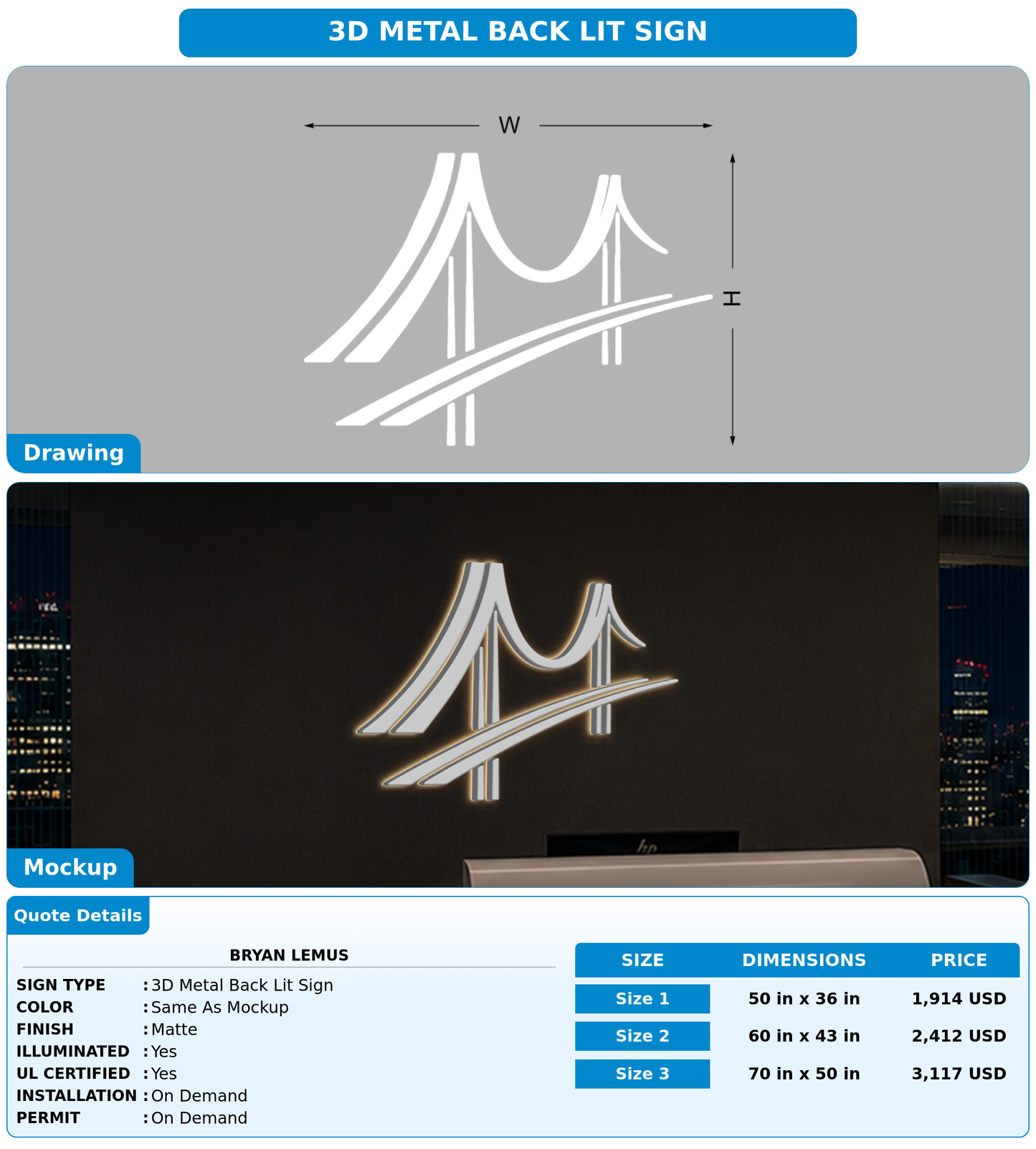 CUSTOM MOCKUP SIGN FOR Bryan Lemus