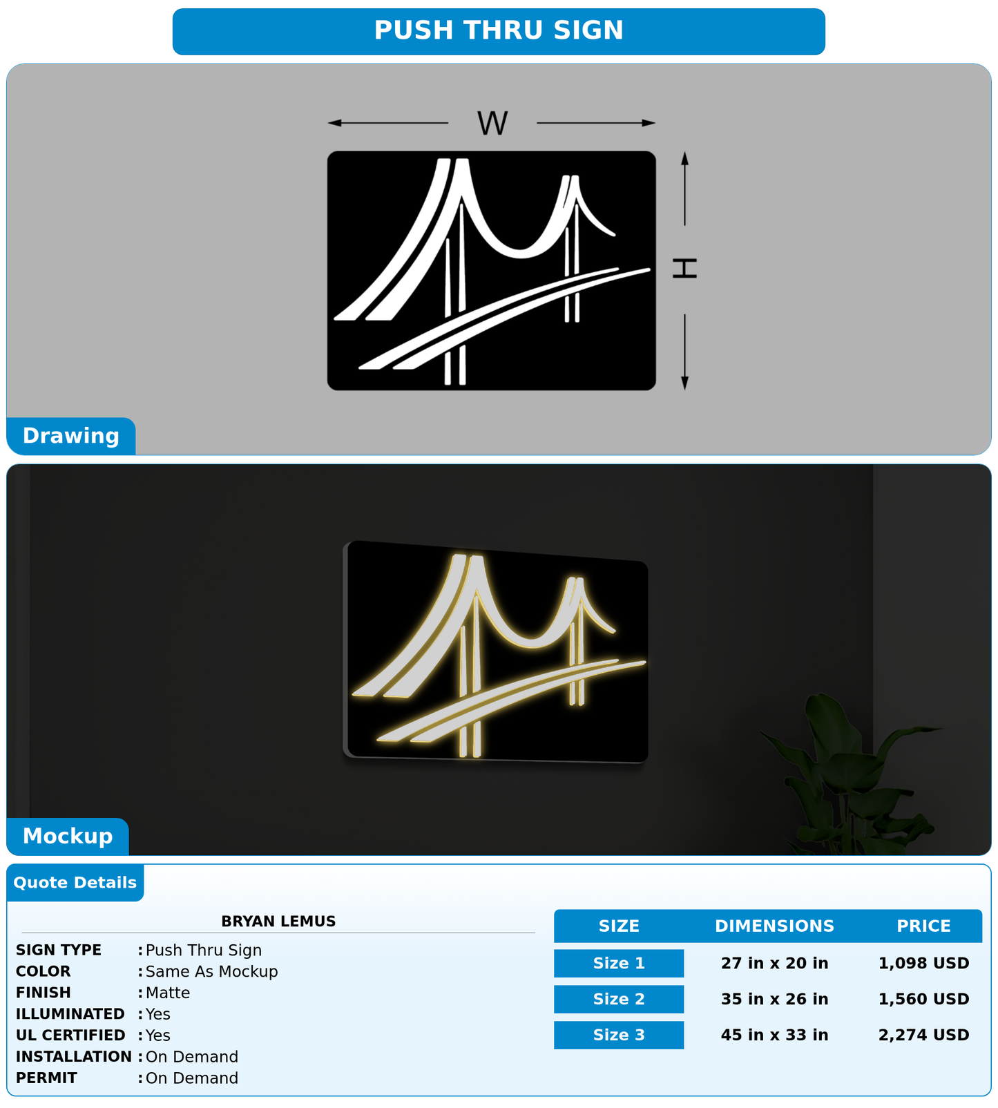 CUSTOM MOCKUP SIGN FOR Bryan Lemus