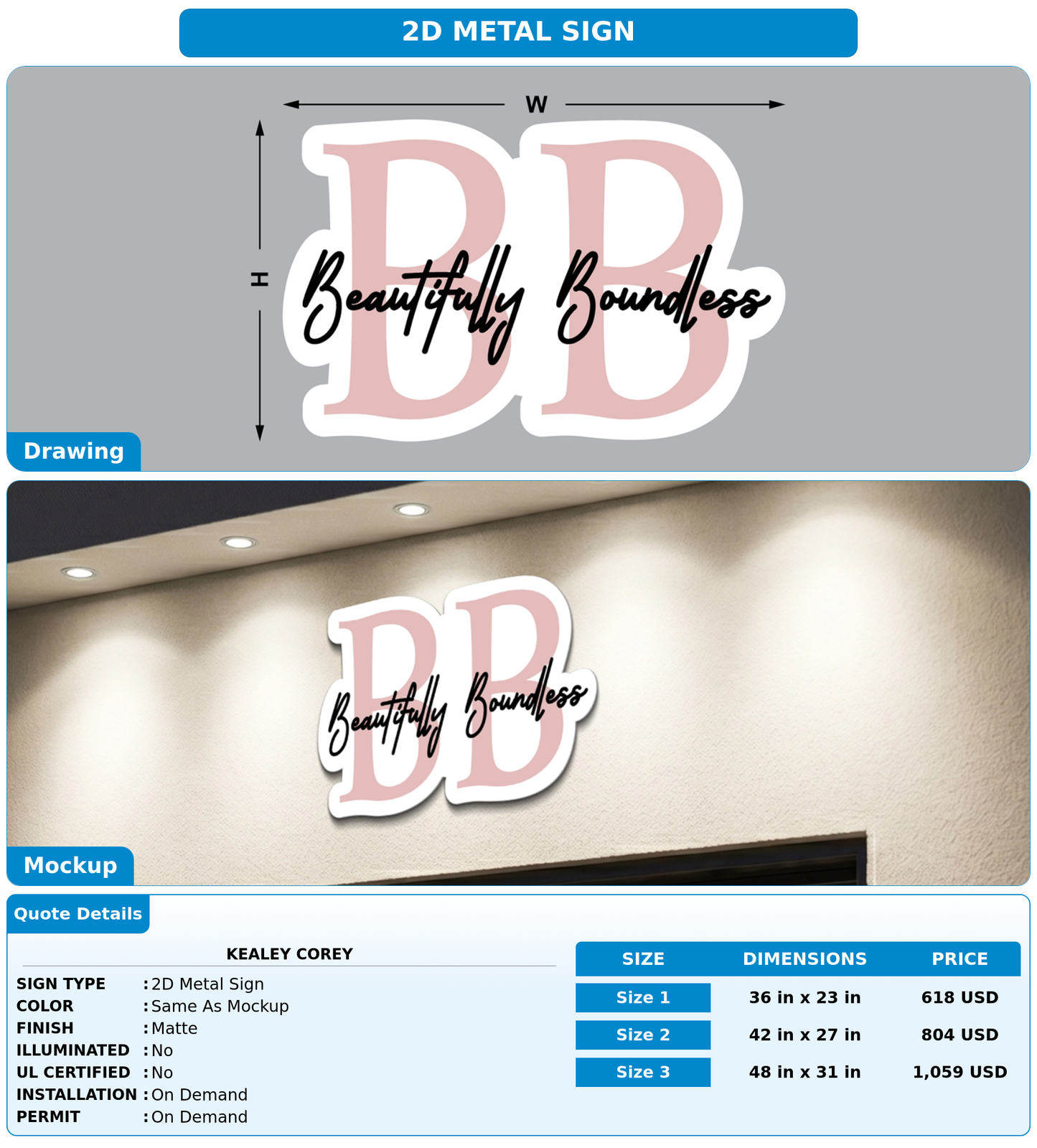 CUSTOM MOCKUP SIGN FOR Kealey Corey