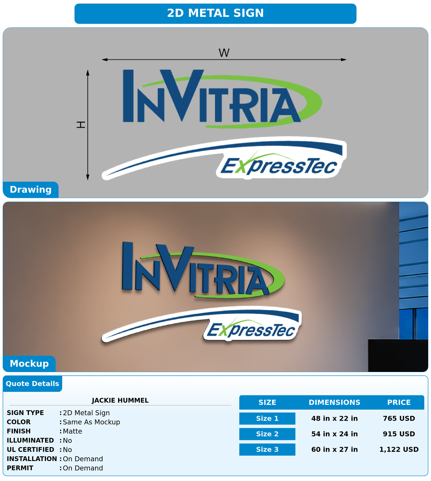 CUSTOM MOCKUP SIGN FOR Jackie Hummel