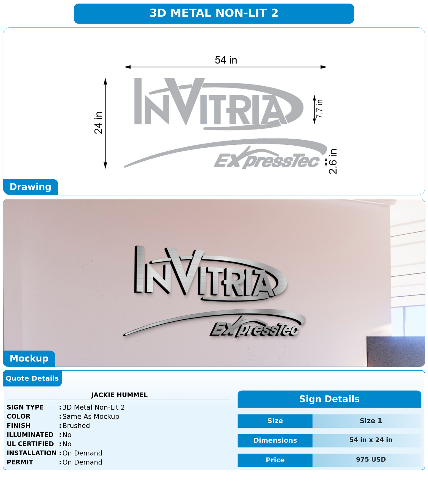 CUSTOM MOCKUP SIGN FOR Jackie Hummel