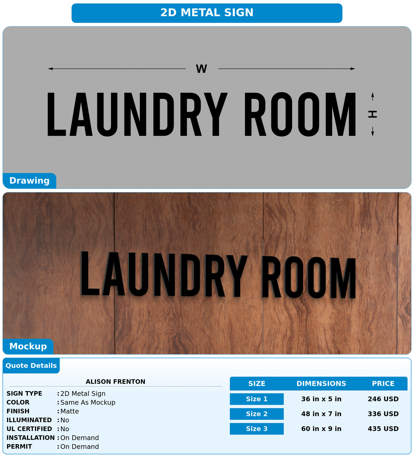 CUSTOM MOCKUP SIGN FOR Alison Frenton