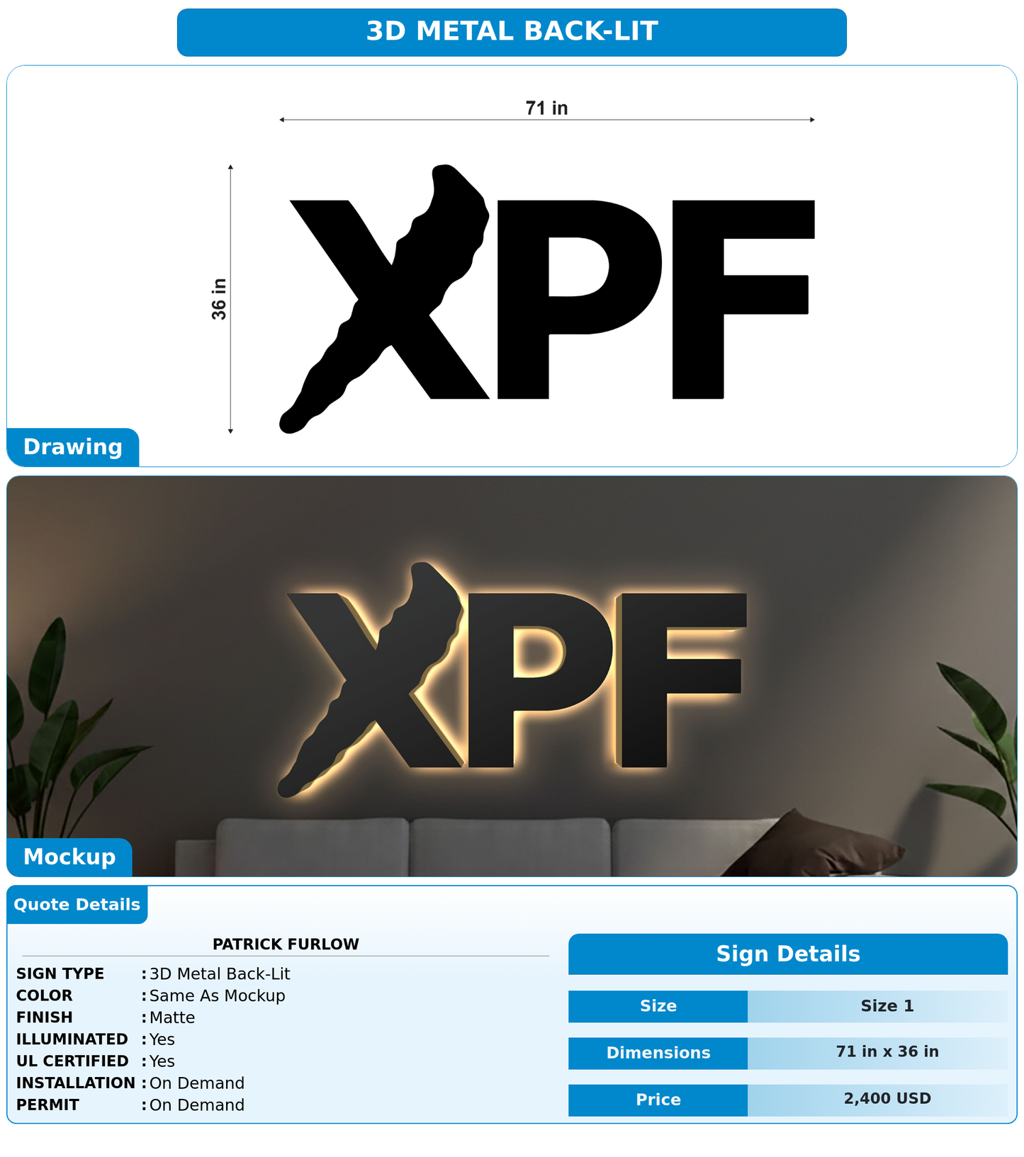 CUSTOM MOCKUP SIGN FOR Patrick Furlow