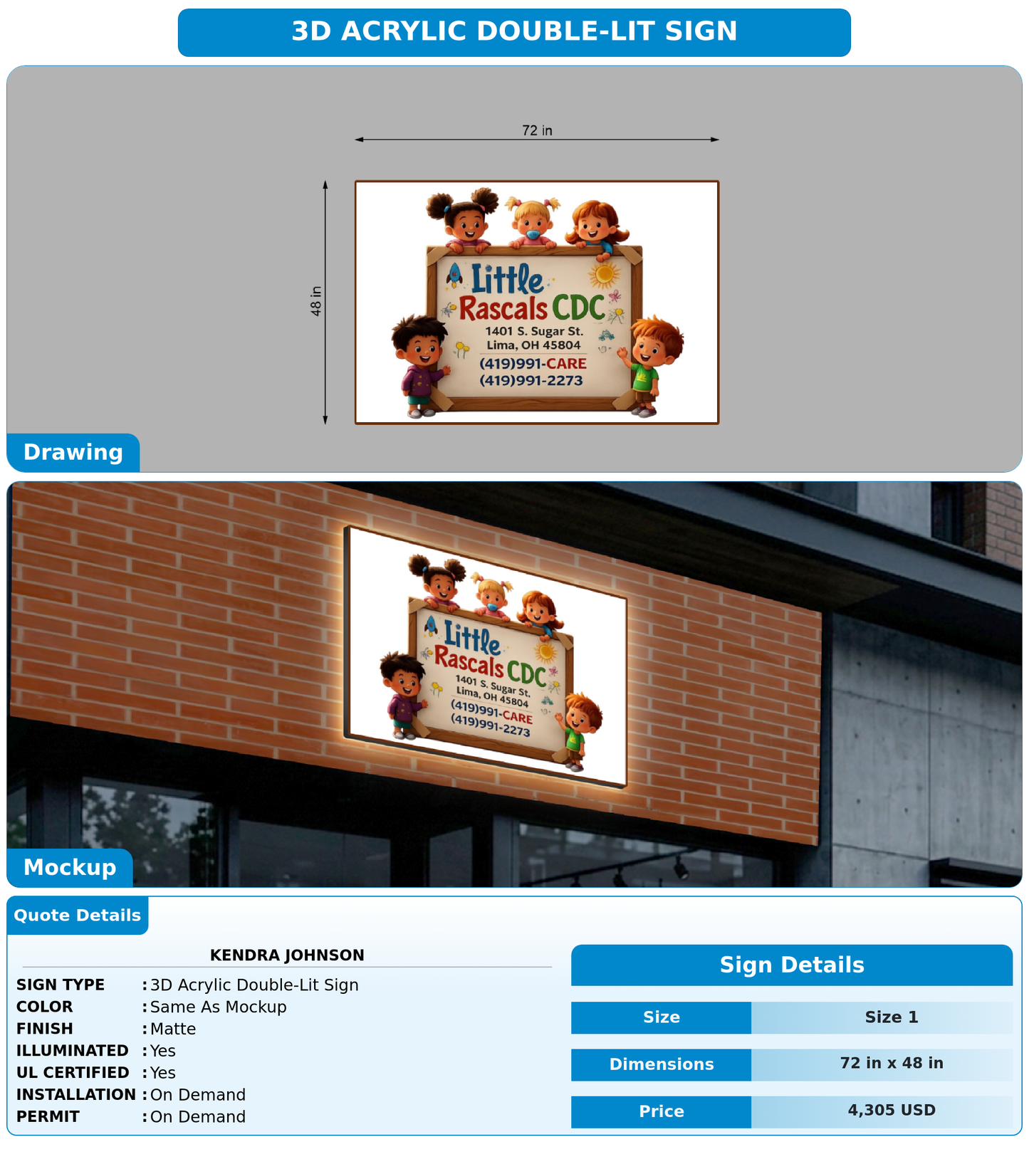 CUSTOM MOCKUP SIGN FOR Kendra Johnson