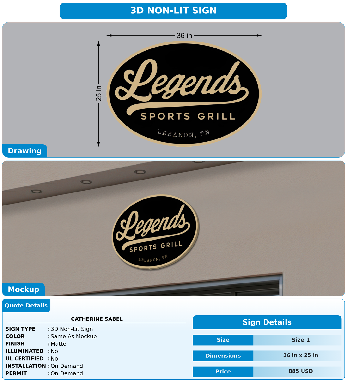 CUSTOM MOCKUP SIGN FOR Catherine Sabel