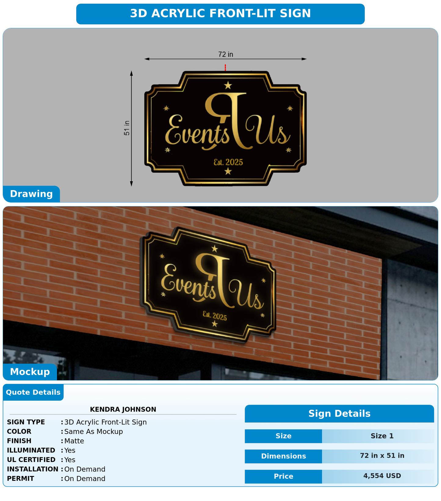 CUSTOM MOCKUP SIGN FOR Kendra Johnson