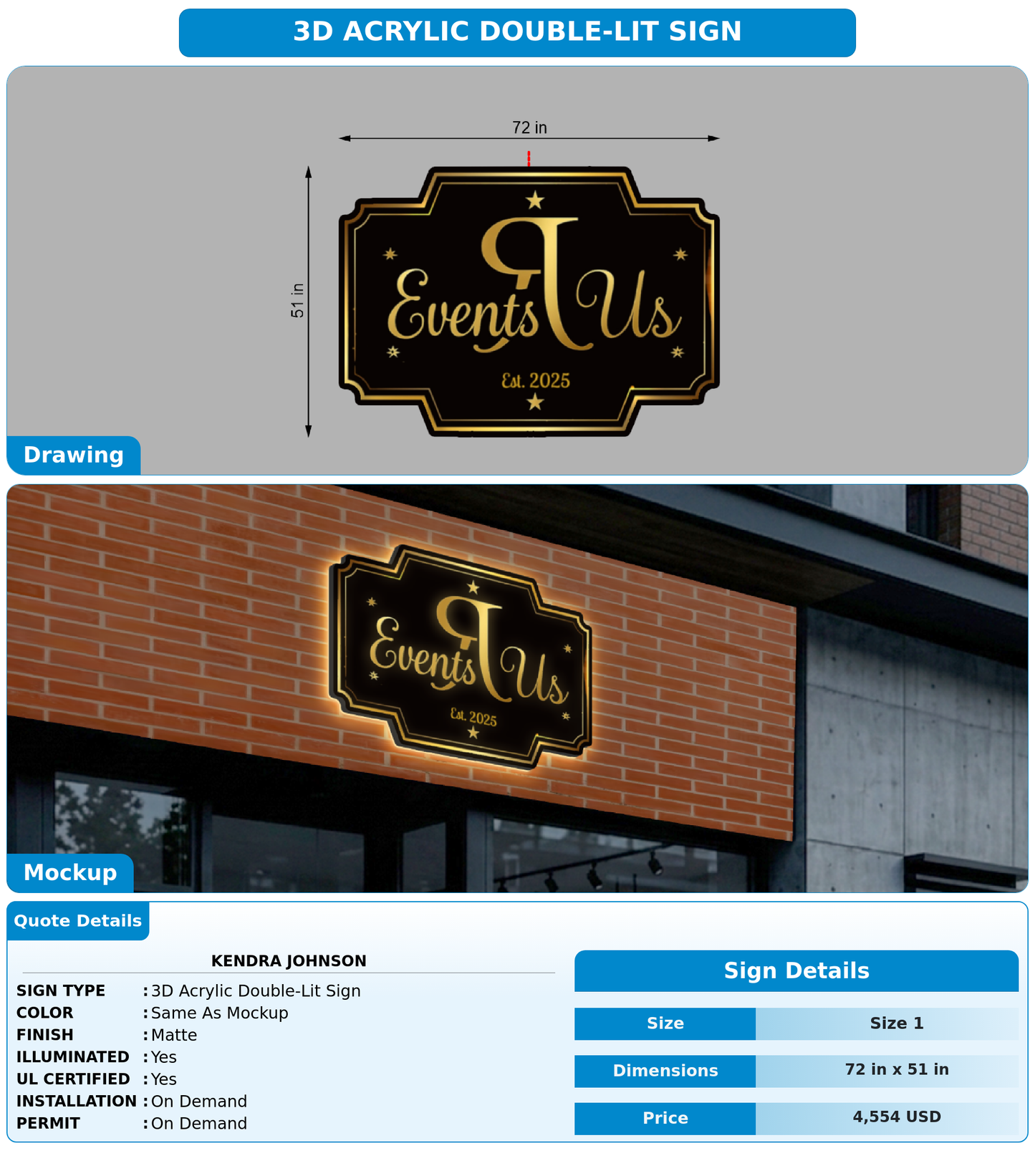 CUSTOM MOCKUP SIGN FOR Kendra Johnson