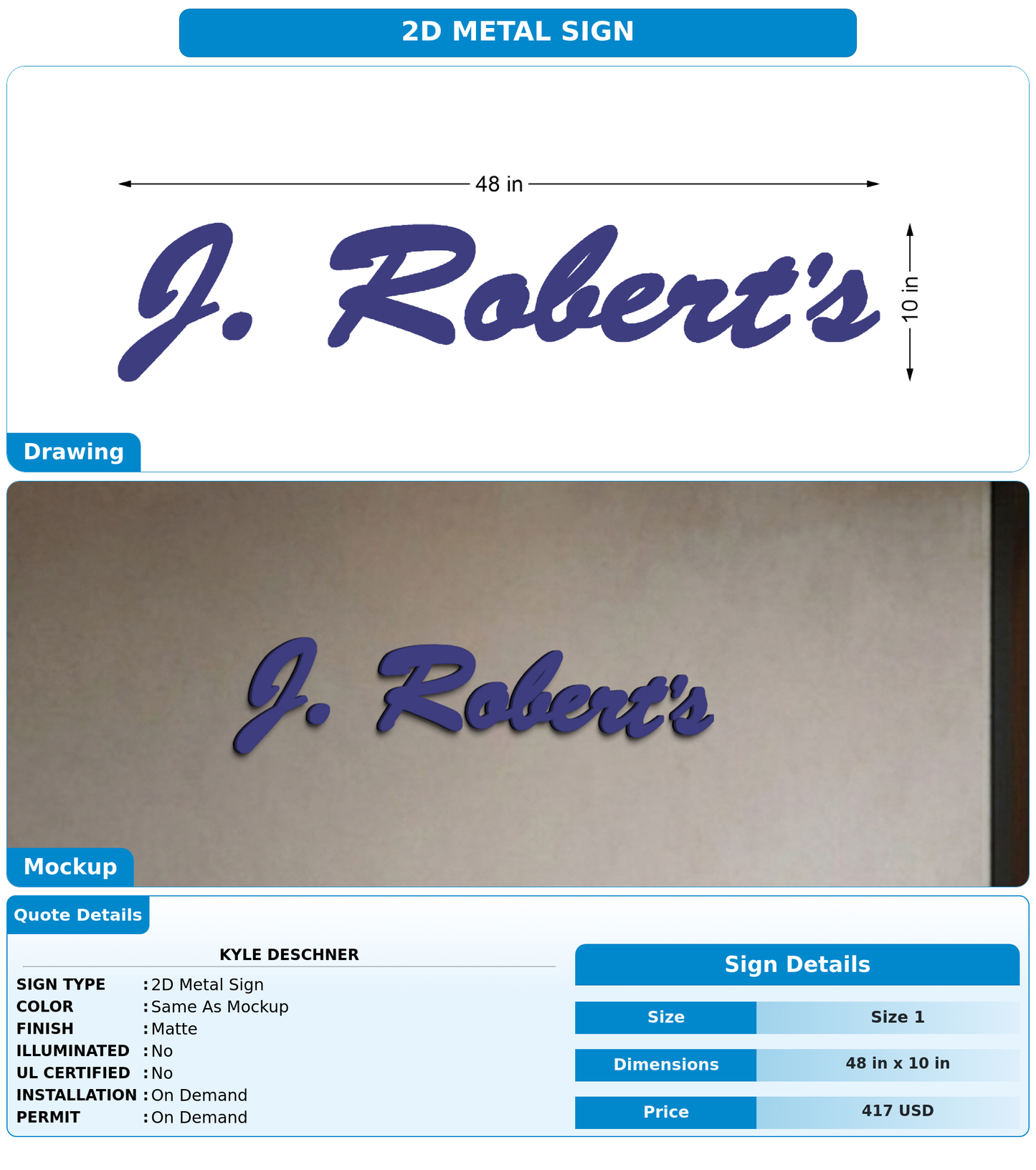 CUSTOM MOCKUP SIGN FOR Kyle Deschner