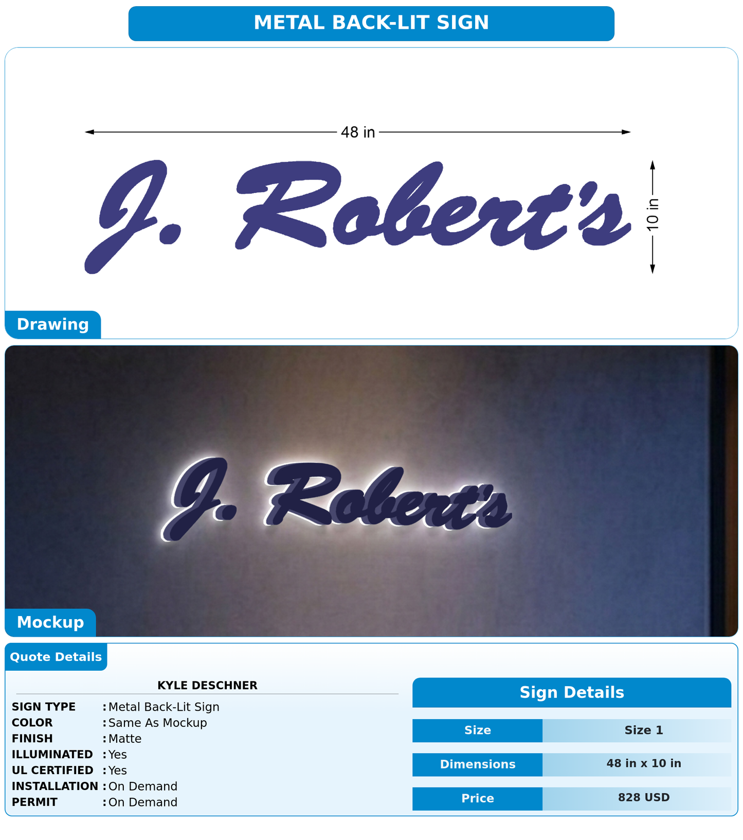 CUSTOM MOCKUP SIGN FOR Kyle Deschner