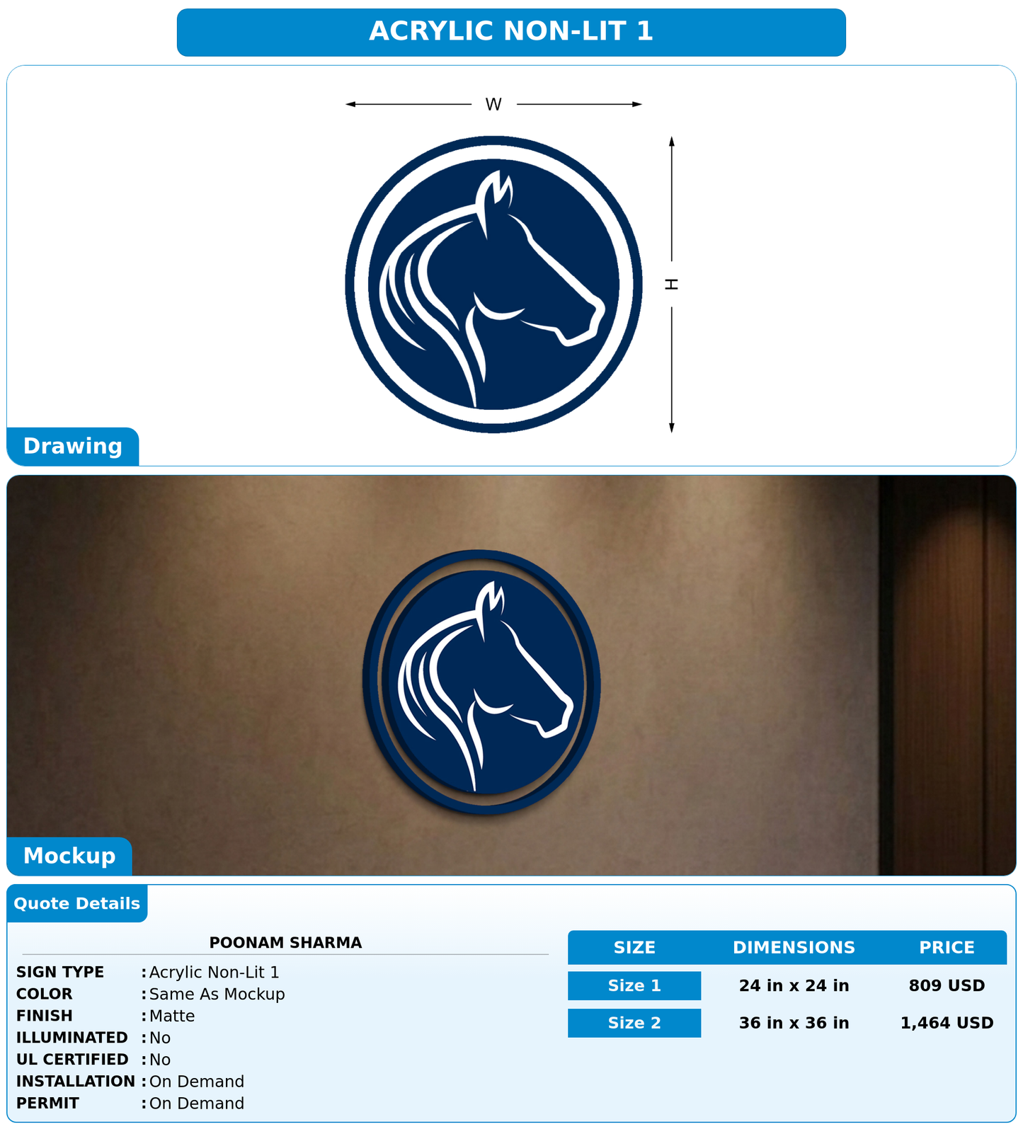 CUSTOM MOCKUP SIGN FOR Poonam Sharma