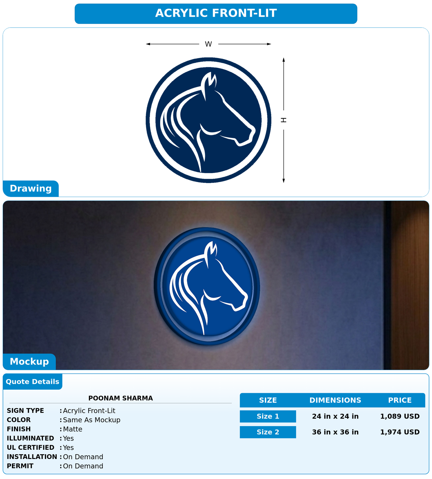 CUSTOM MOCKUP SIGN FOR Poonam Sharma