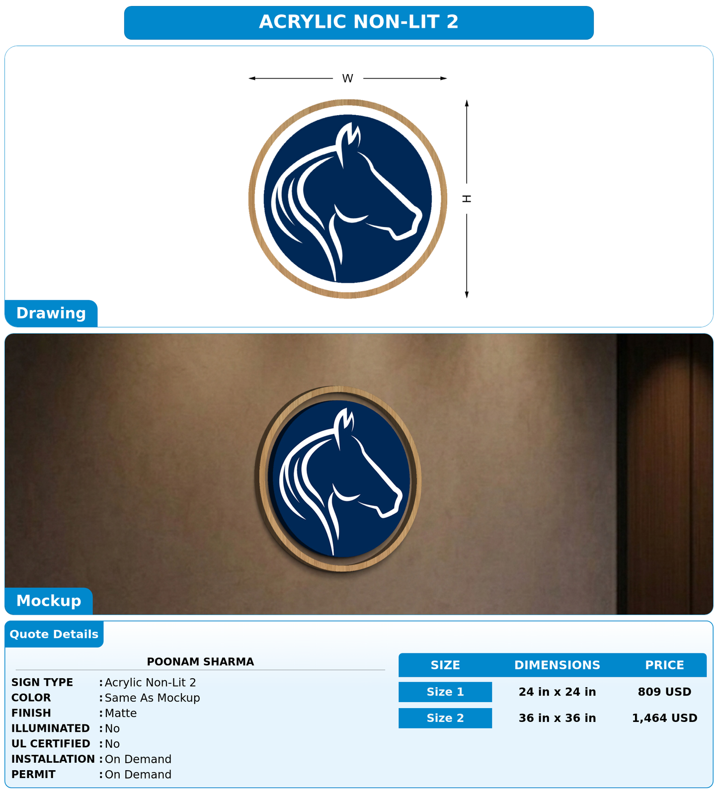 CUSTOM MOCKUP SIGN FOR Poonam Sharma