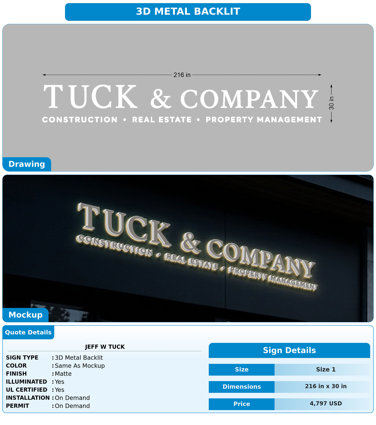 CUSTOM MOCKUP SIGN FOR JEFF W TUCK