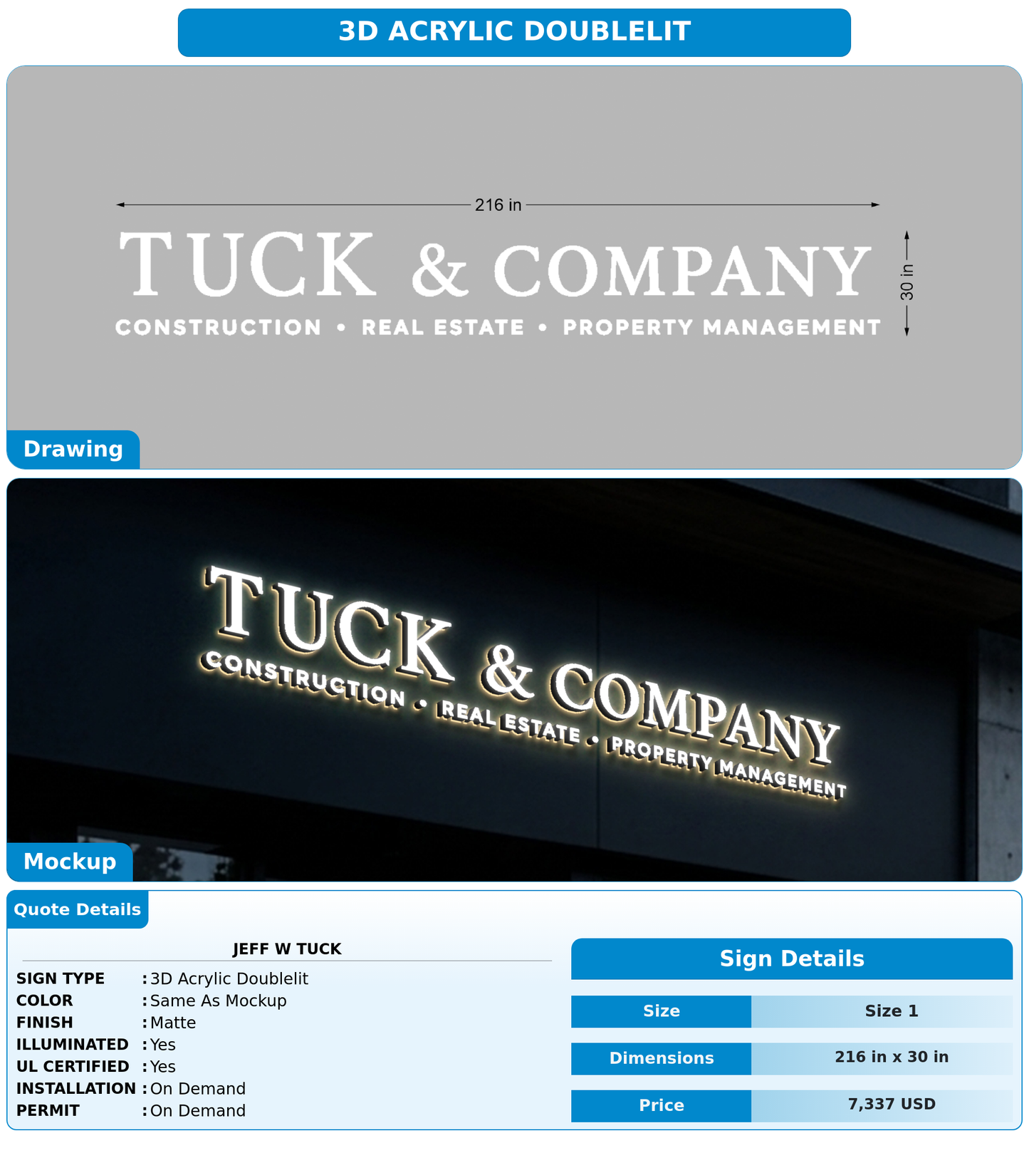 CUSTOM MOCKUP SIGN FOR JEFF W TUCK