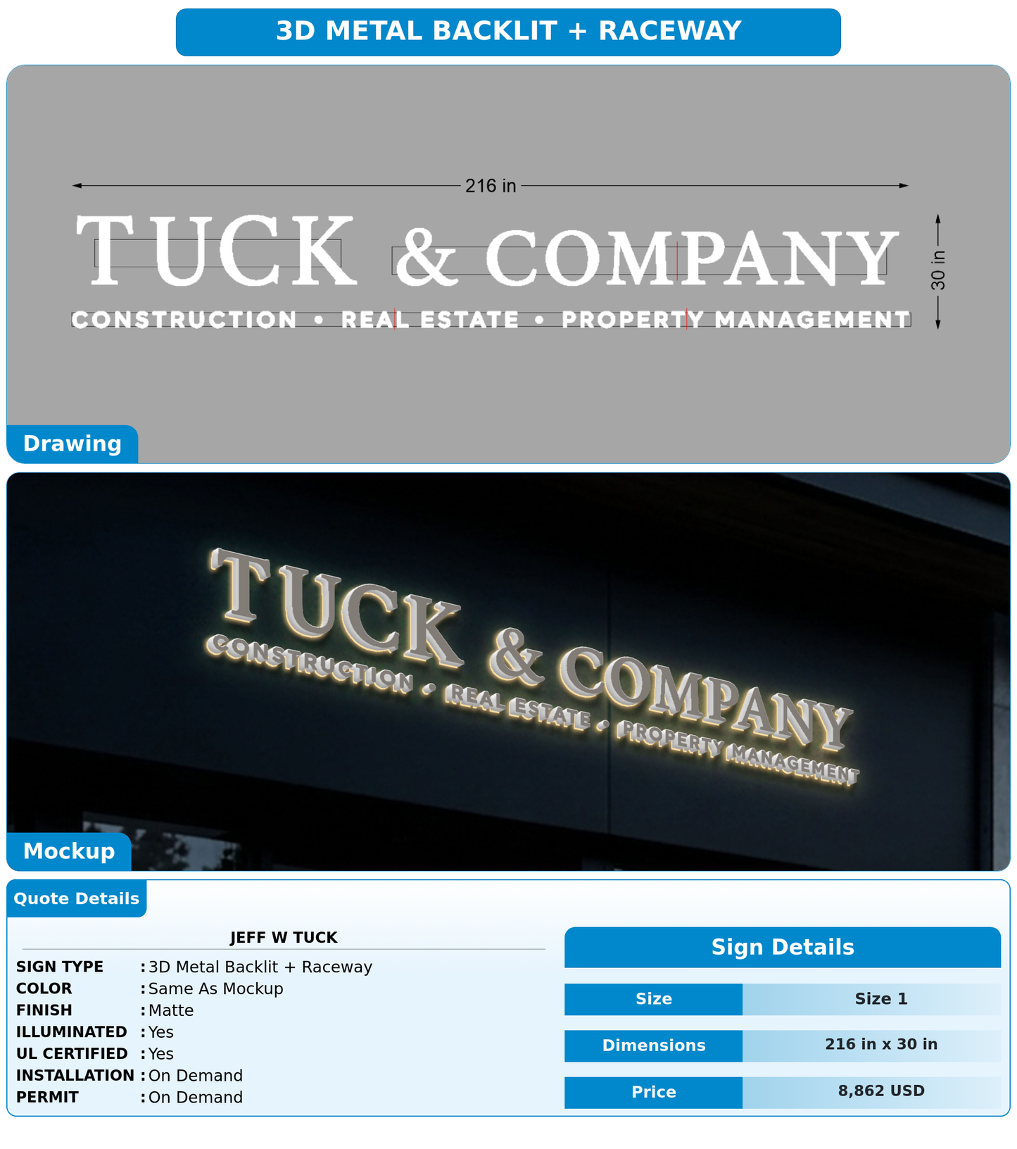 CUSTOM MOCKUP SIGN FOR JEFF W TUCK