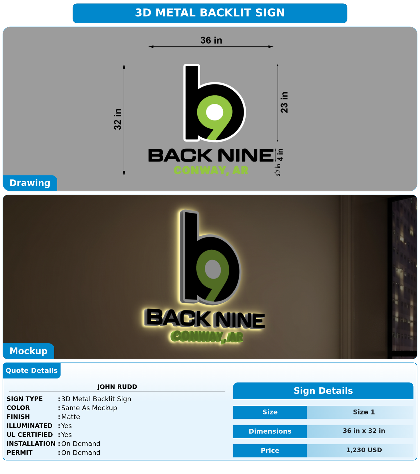 CUSTOM MOCKUP SIGN FOR John Rudd